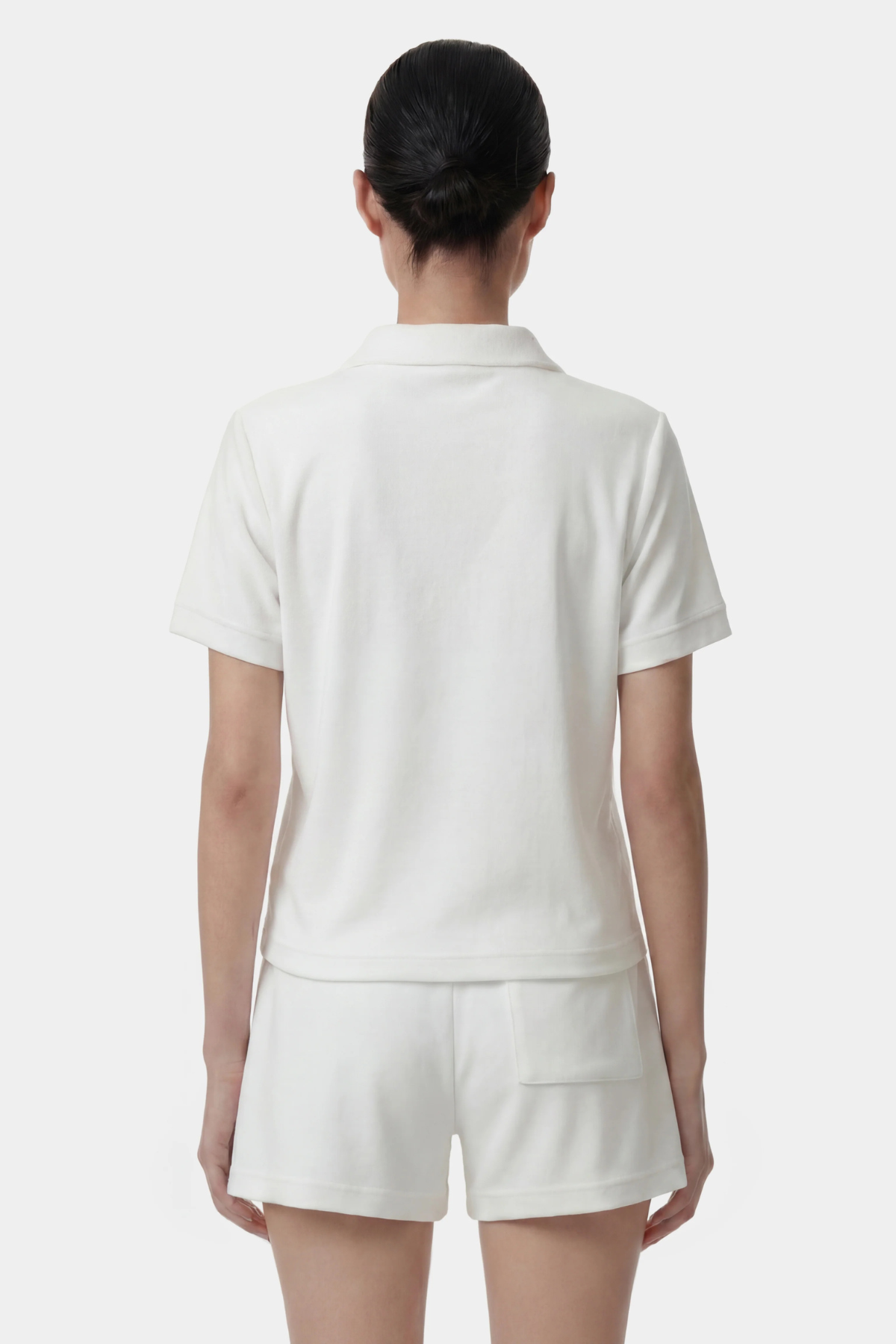 Sporty & Rich Signature Logo Terry Polo - White Light Navy