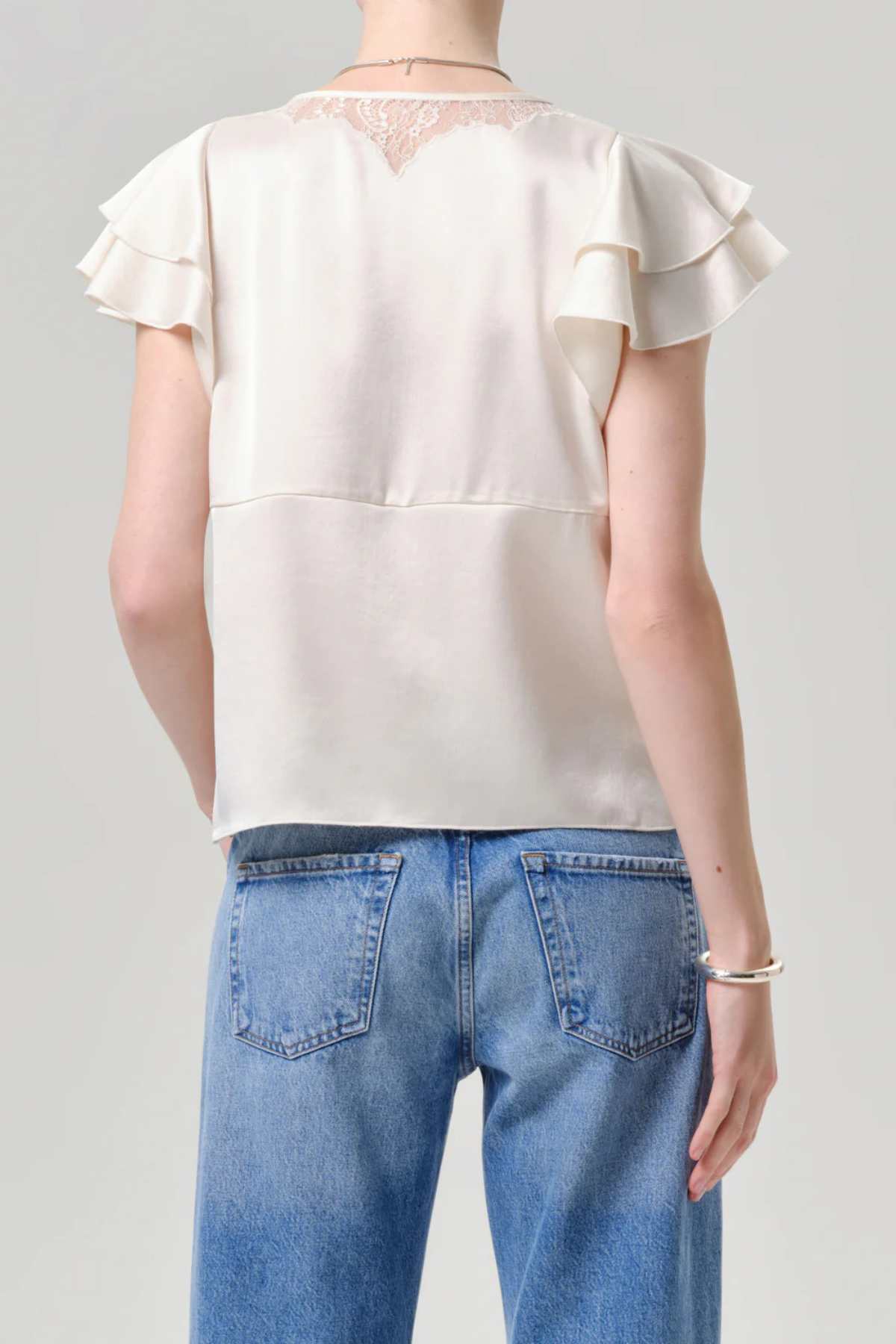 Citizens of Humanity Lola Flutter Lace Sleeve Top - Cream