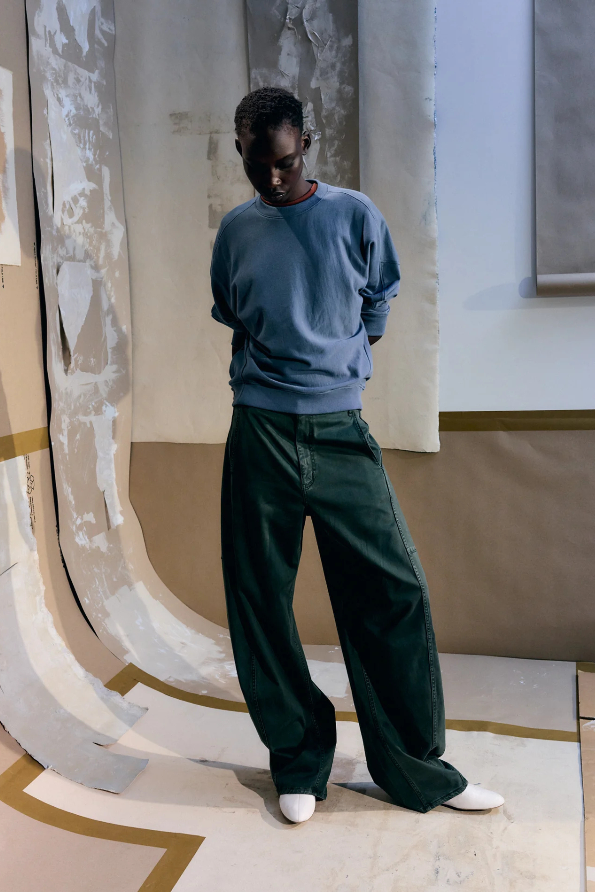 Tibi Reactive Garment Dyed Stretch Twill Sid Pant - Army Green