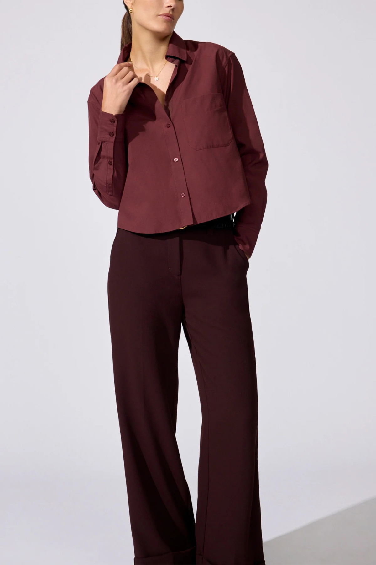 Brochu Walker Everyday Cropped Shirt - Barolo