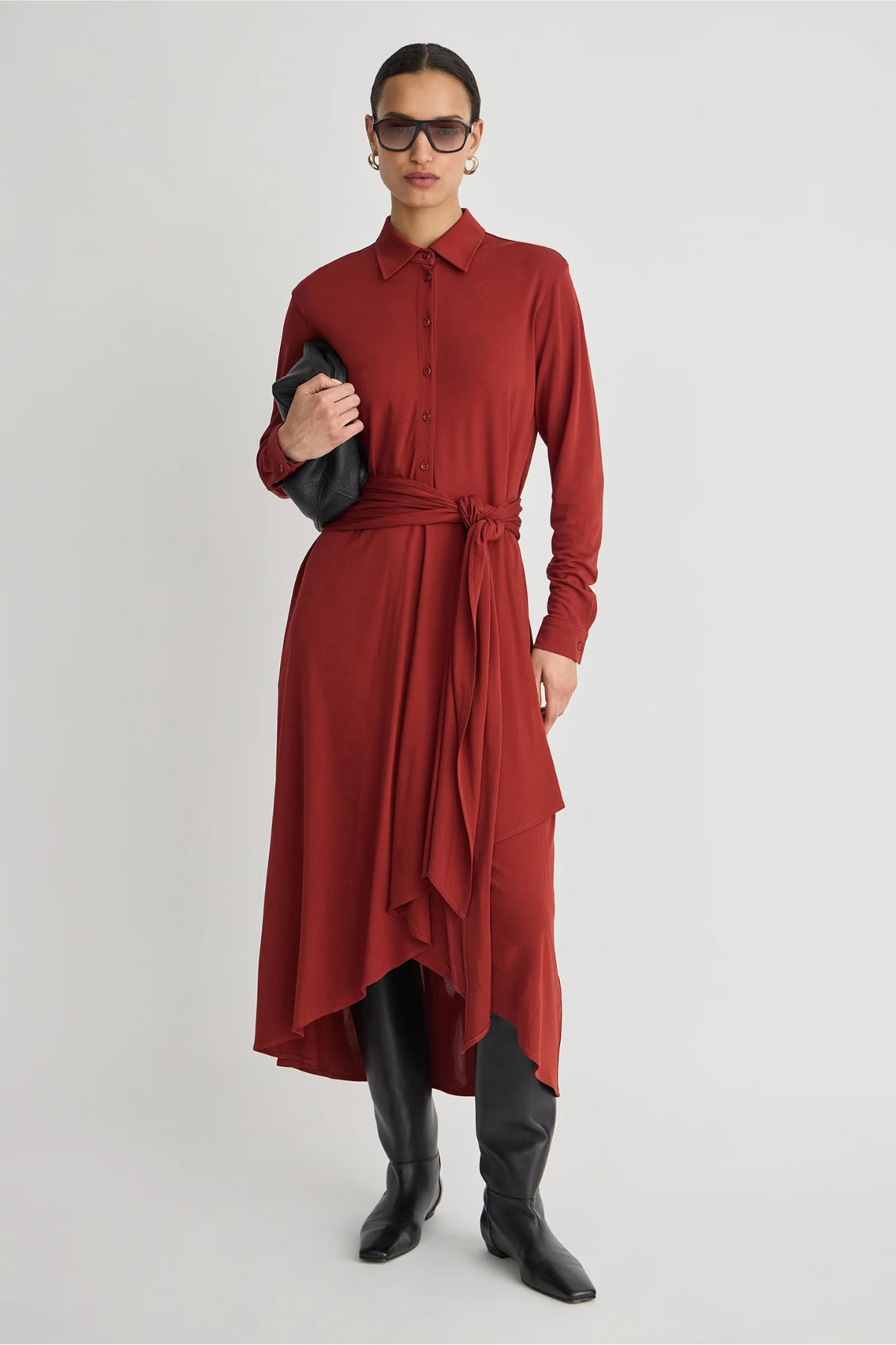 Apiece Apart Merce Slinky Wrap Dress - Cinnamon