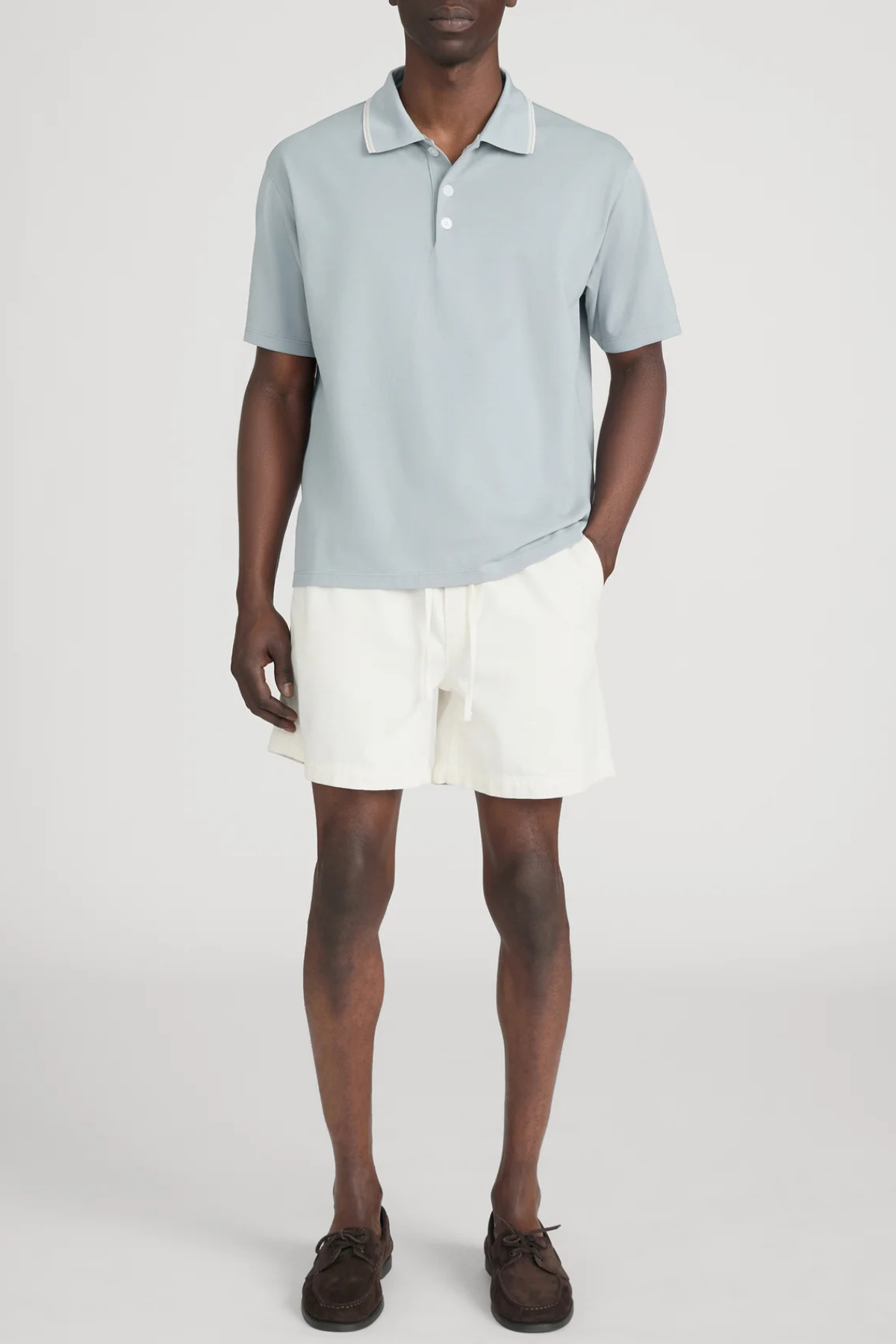 Frame Men's Light Pique Polo - Blue Grey