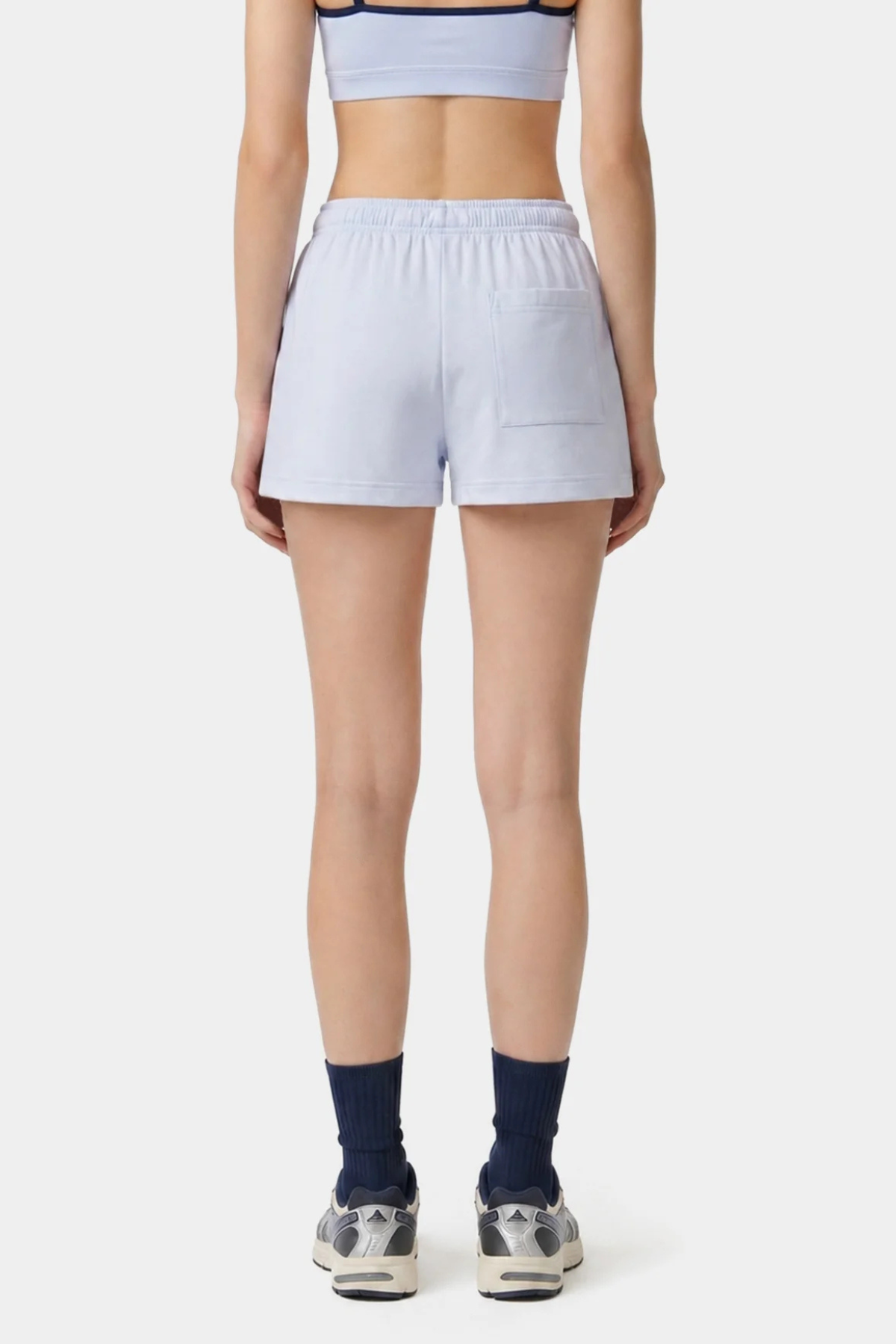 Sporty & Rich Serif Logo Embroidered Disco Short - Ciel