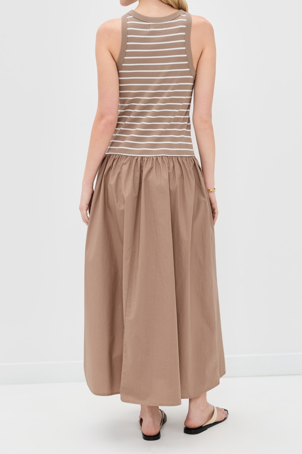 Velvet Romina Stripe Rib & Poplin Mix Media Dress