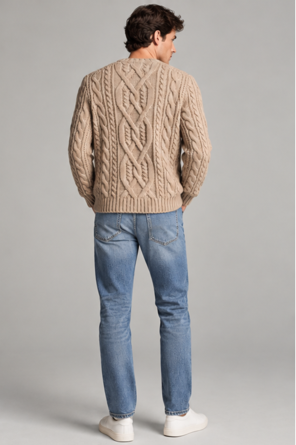 Vince Men's Mega Cable Long Sleeve Crewneck - Oatmeal