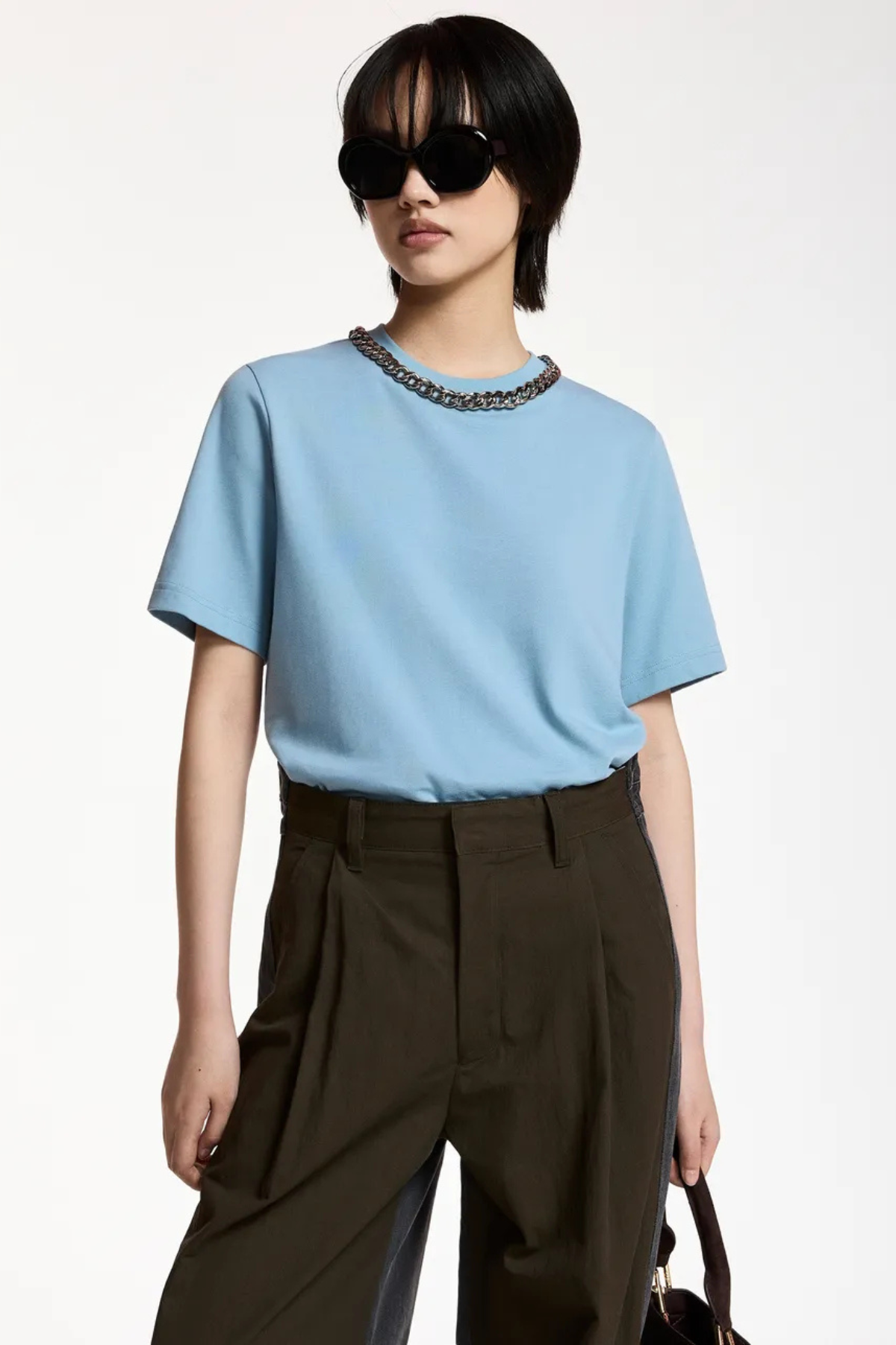 Essentiel Antwerp Klaim T-Shirt With Chain - Azure Affair
