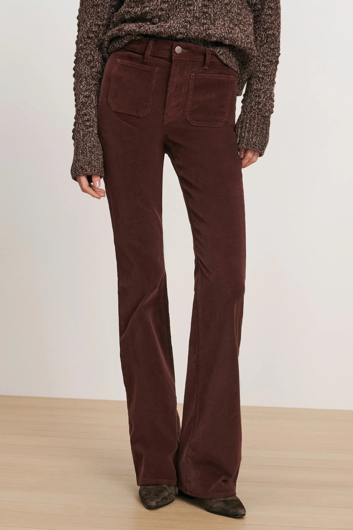 Veronica Beard Beverly Corduroy Skinny Flare Pant - Burgundy