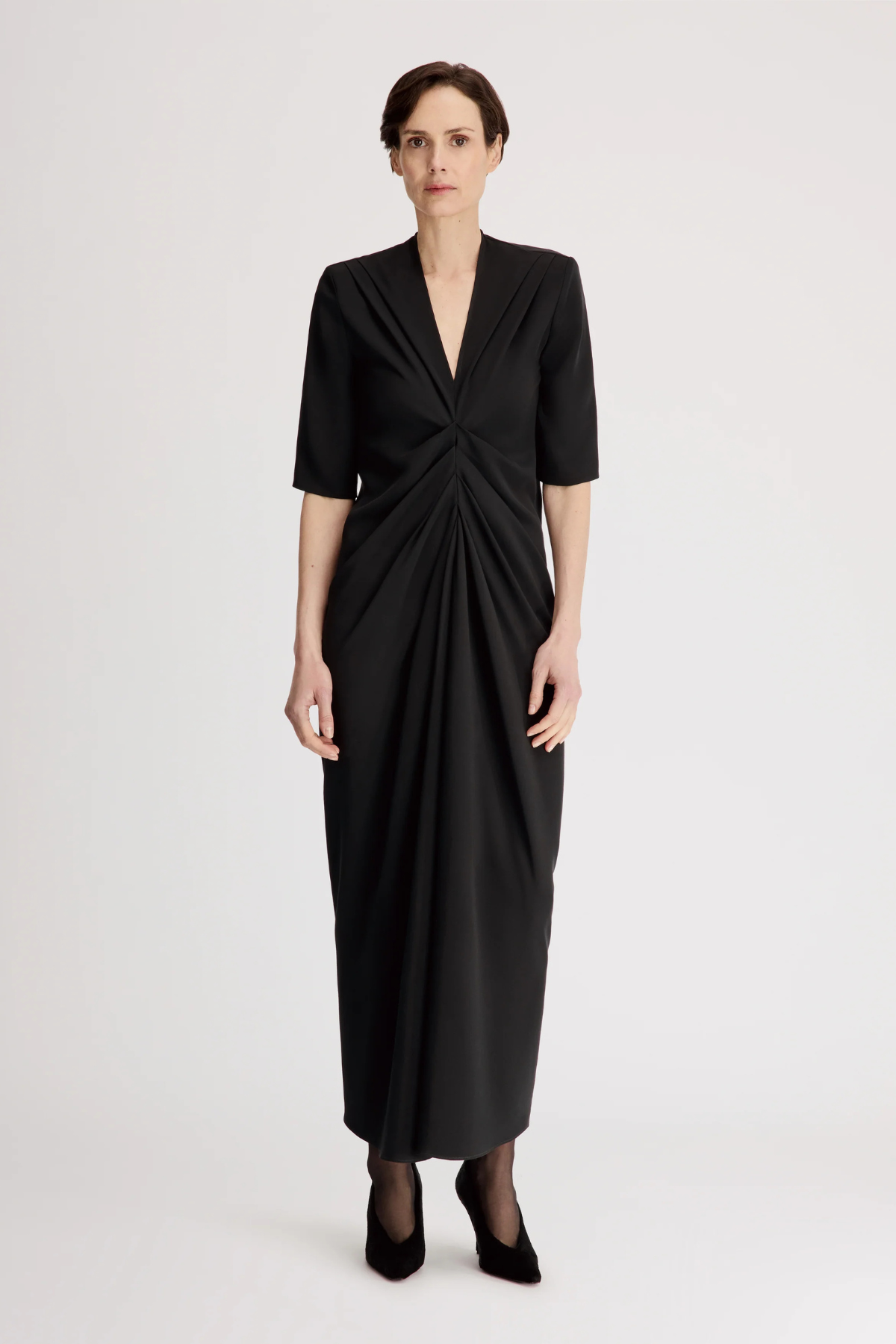 Loulou de Saison Willa Front Zip Midi Dress - Black