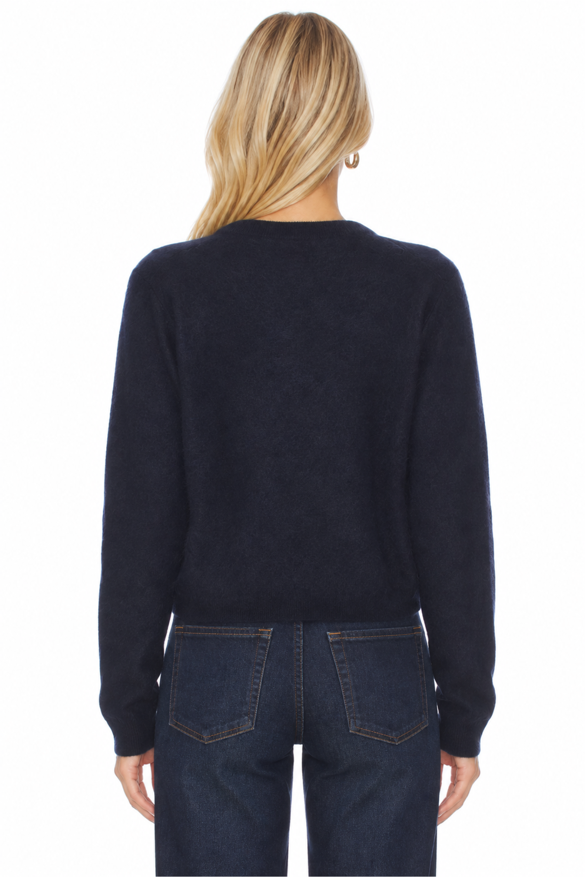 Soft Goat Argyle Cardigan - Navy