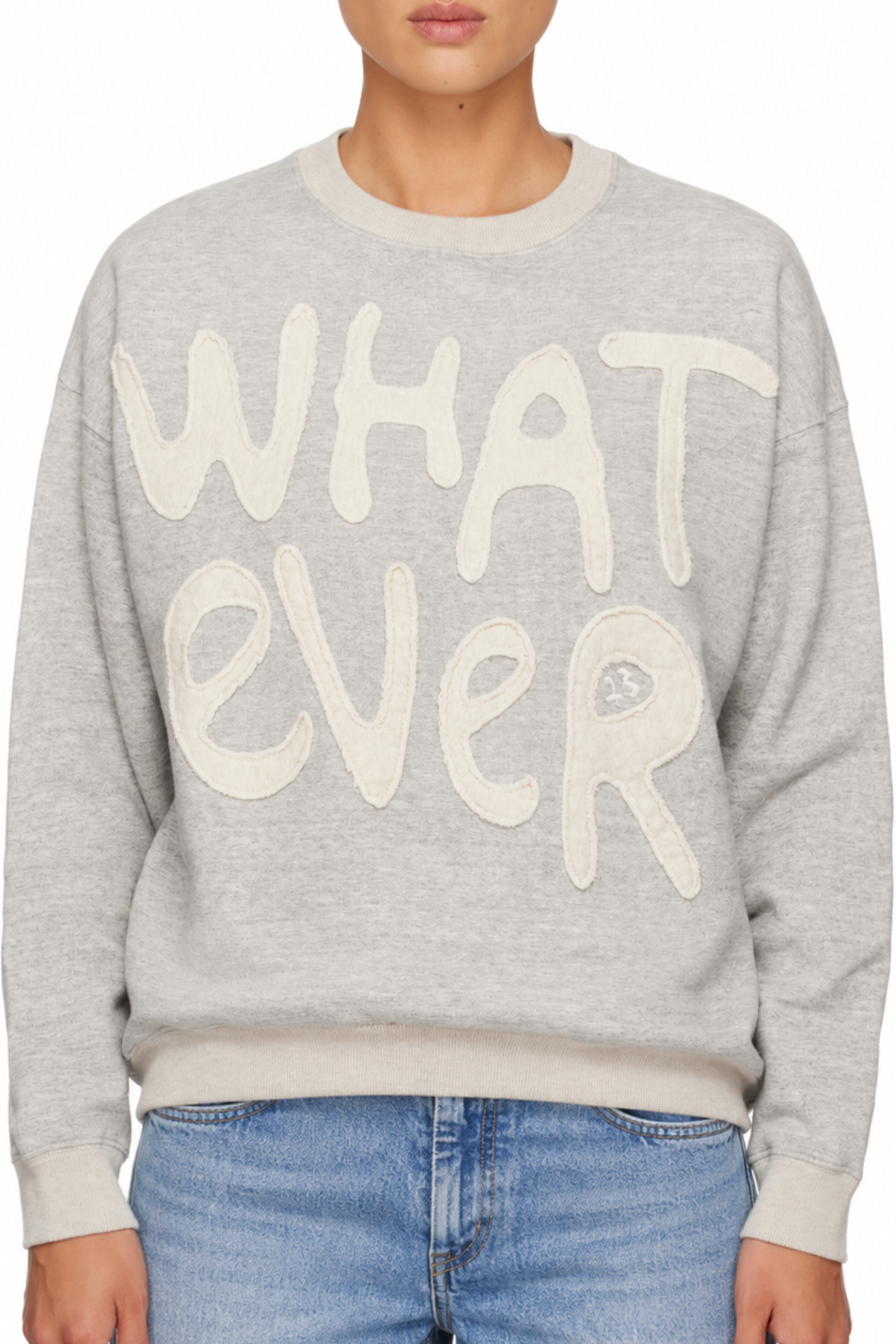 R13 Whatever 13 Oversized Crewneck - Heather Grey With Oatmeal