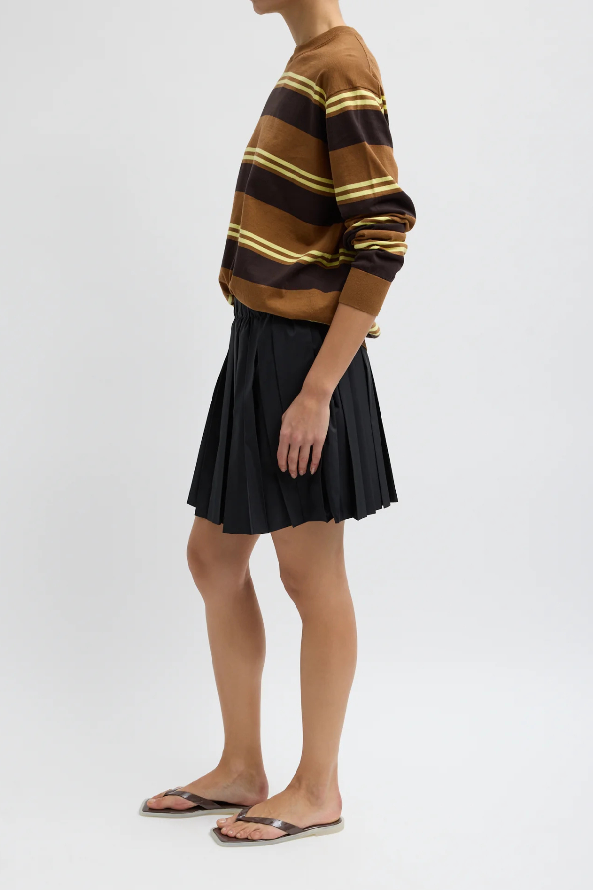 Tibi Summer Nylon Pull On Mini Skirt - Black