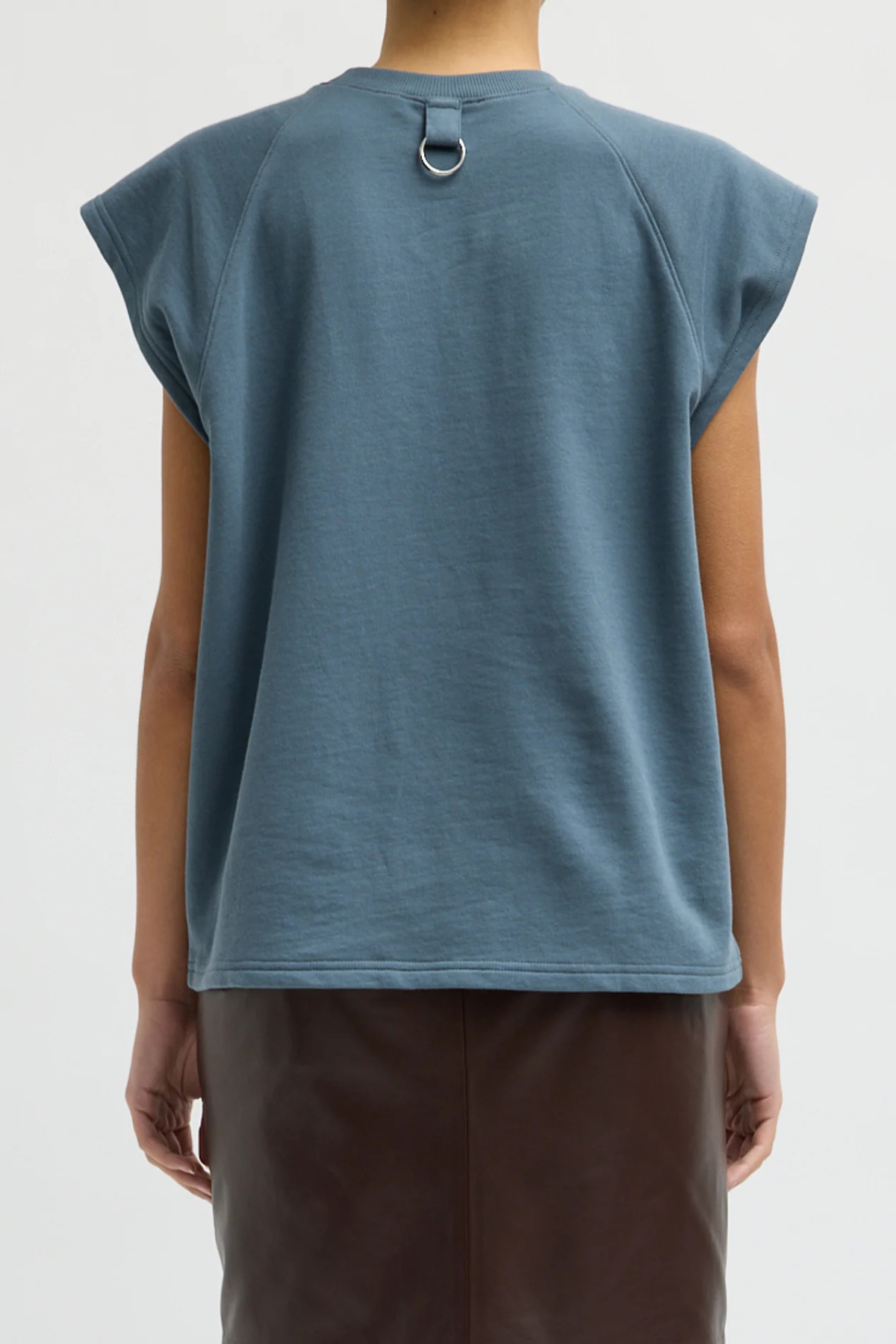 Tibi Light Weight Sweashirting Sleeveless Easy Top - Blue Grey