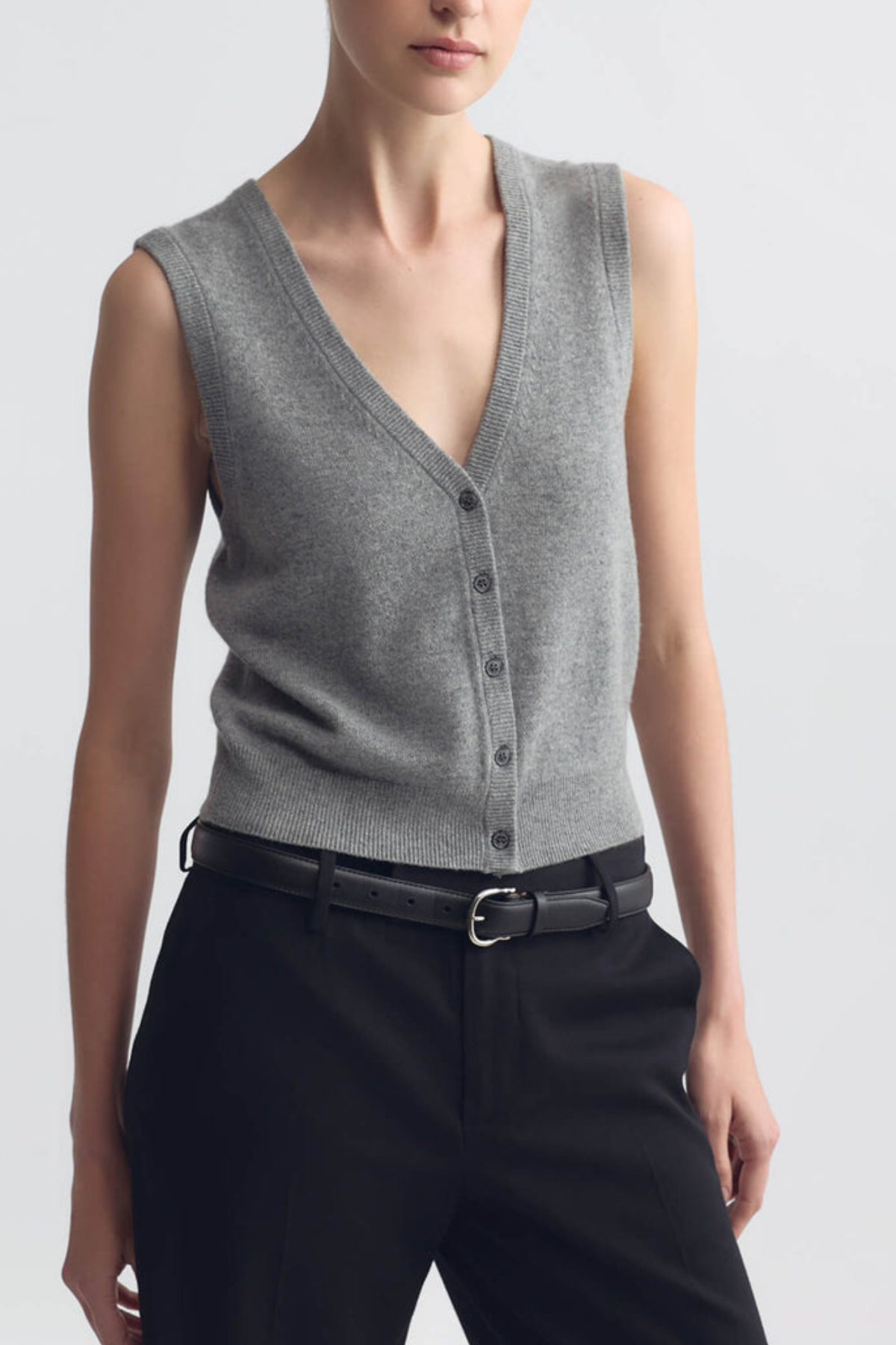 Nili Lotan Porter Sweater Vest - Pebble Grey Heather