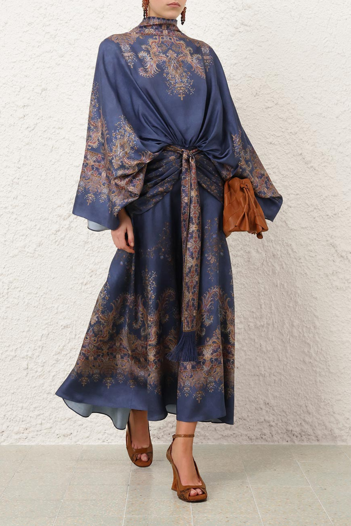 Zimmermann Valiant Batwing Gown - Navy Paisley