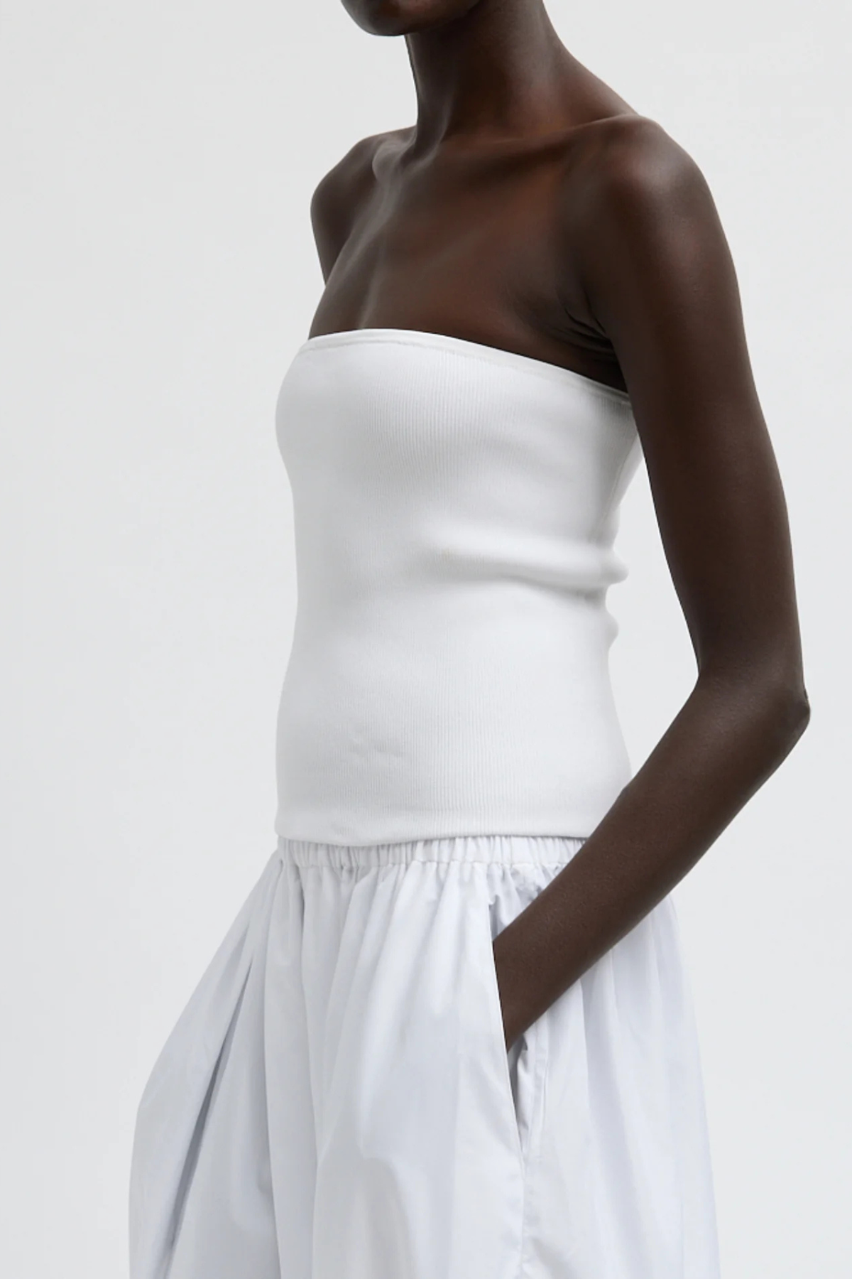 Tibi Ribbed Sweater Tube Top - White