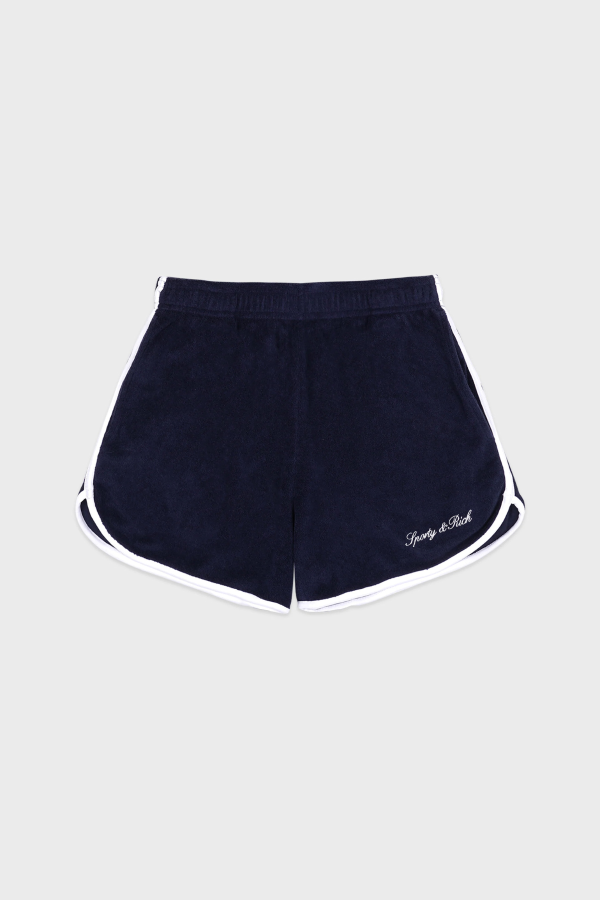 Sporty & Rich Signature Logo Terry Short - Dark Navy/White
