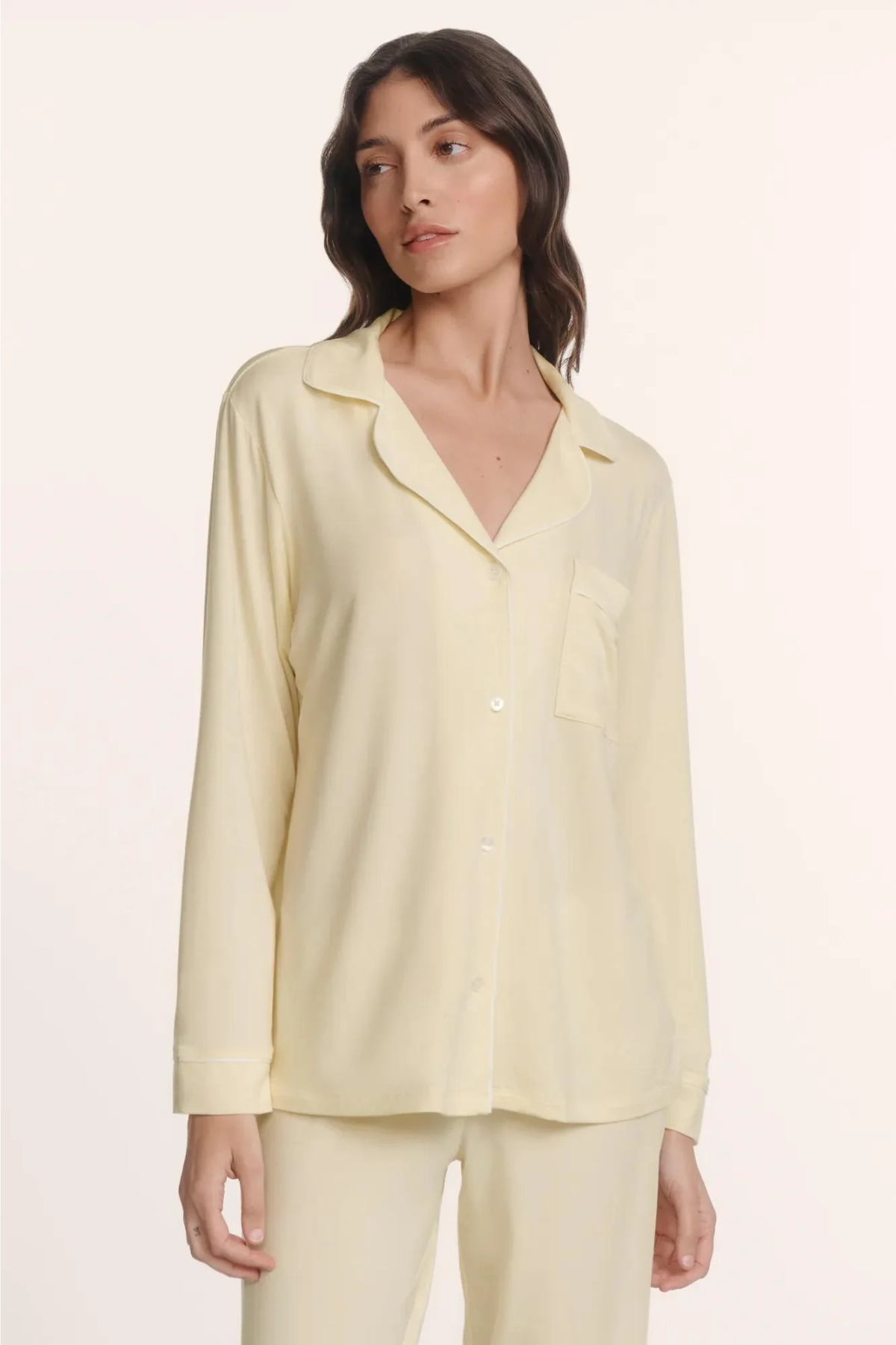 Eberjey Gisele Long PJ Set - Buttercream/ Ivory