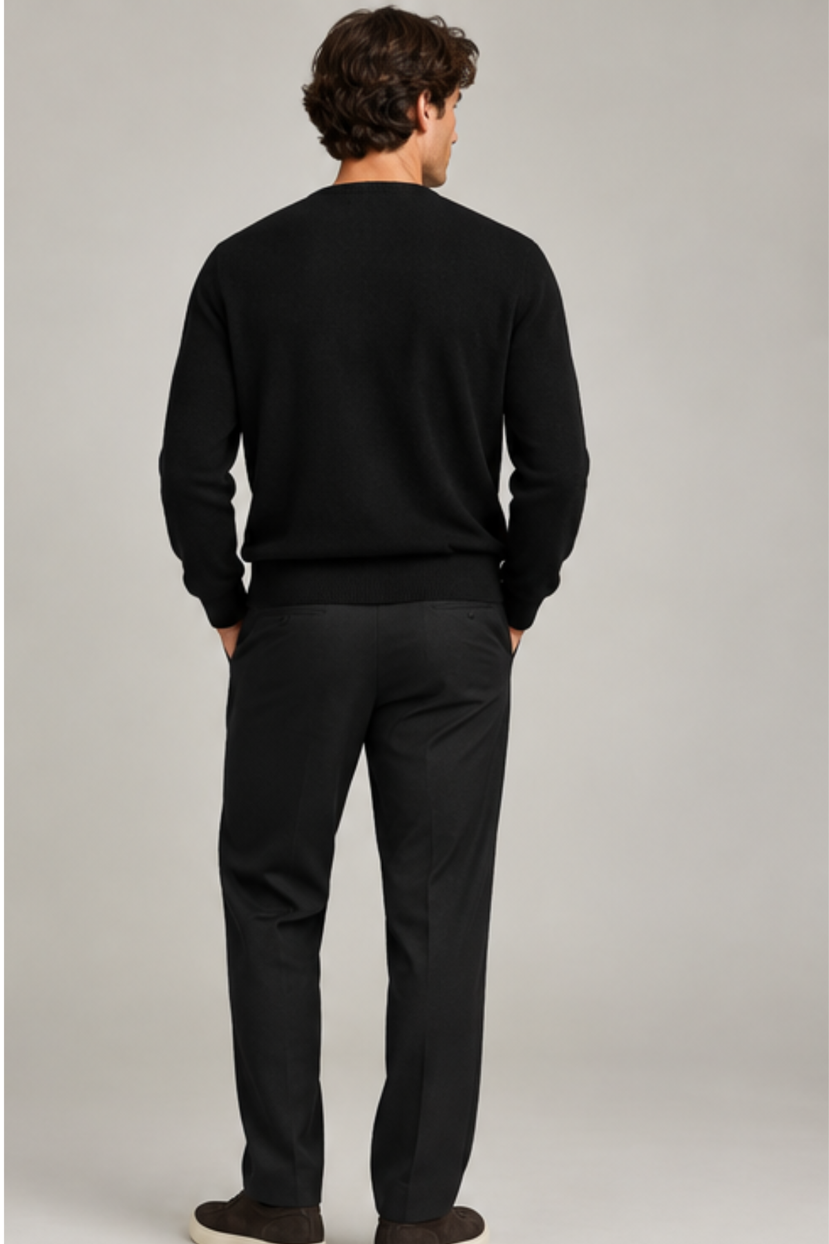 Soft Goat Men's Classic Crewneck Sweater - Black