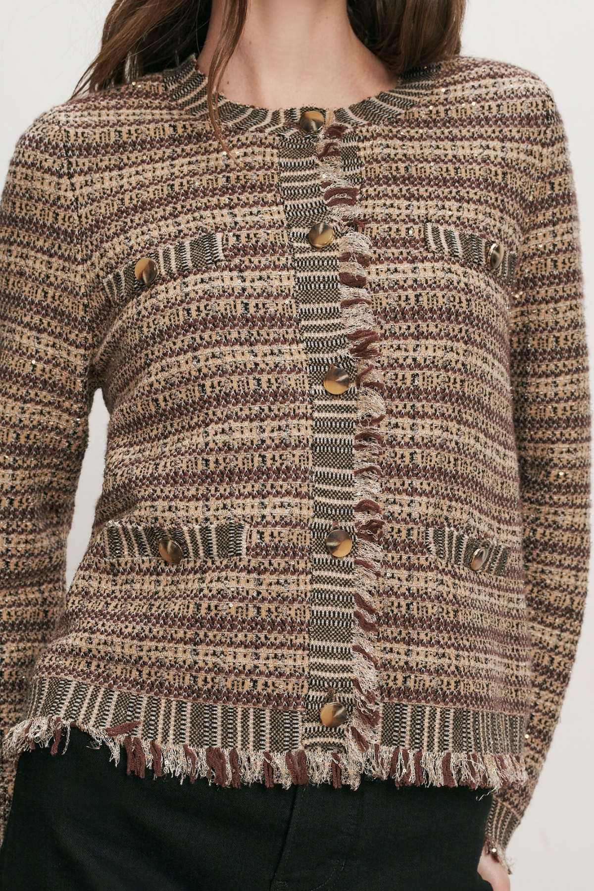 Veronica Beard Sariyah Knit Jacket - Burgundy Multi