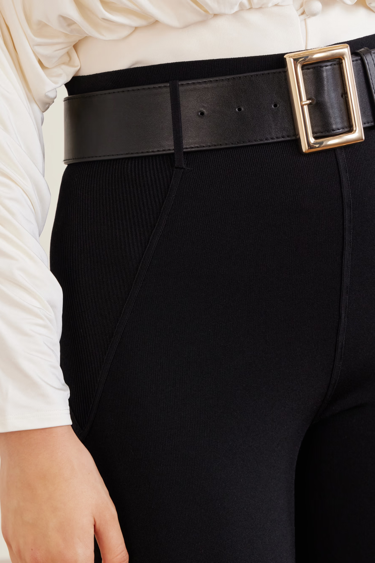 Self-Portrait Black Knit Stirrup Leggings - Black