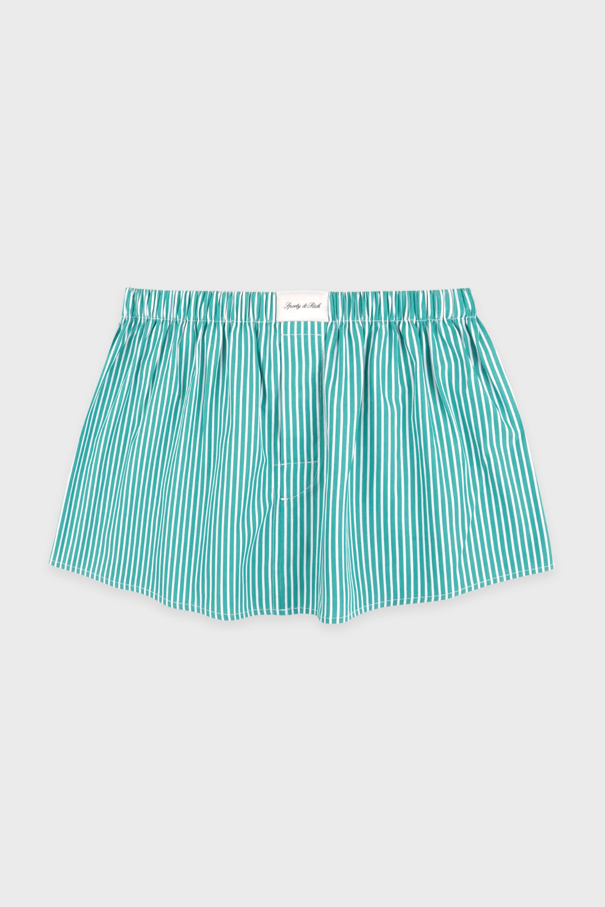 Sporty & Rich Signature Logo Poplin Skirt - Amalfi Green Striped