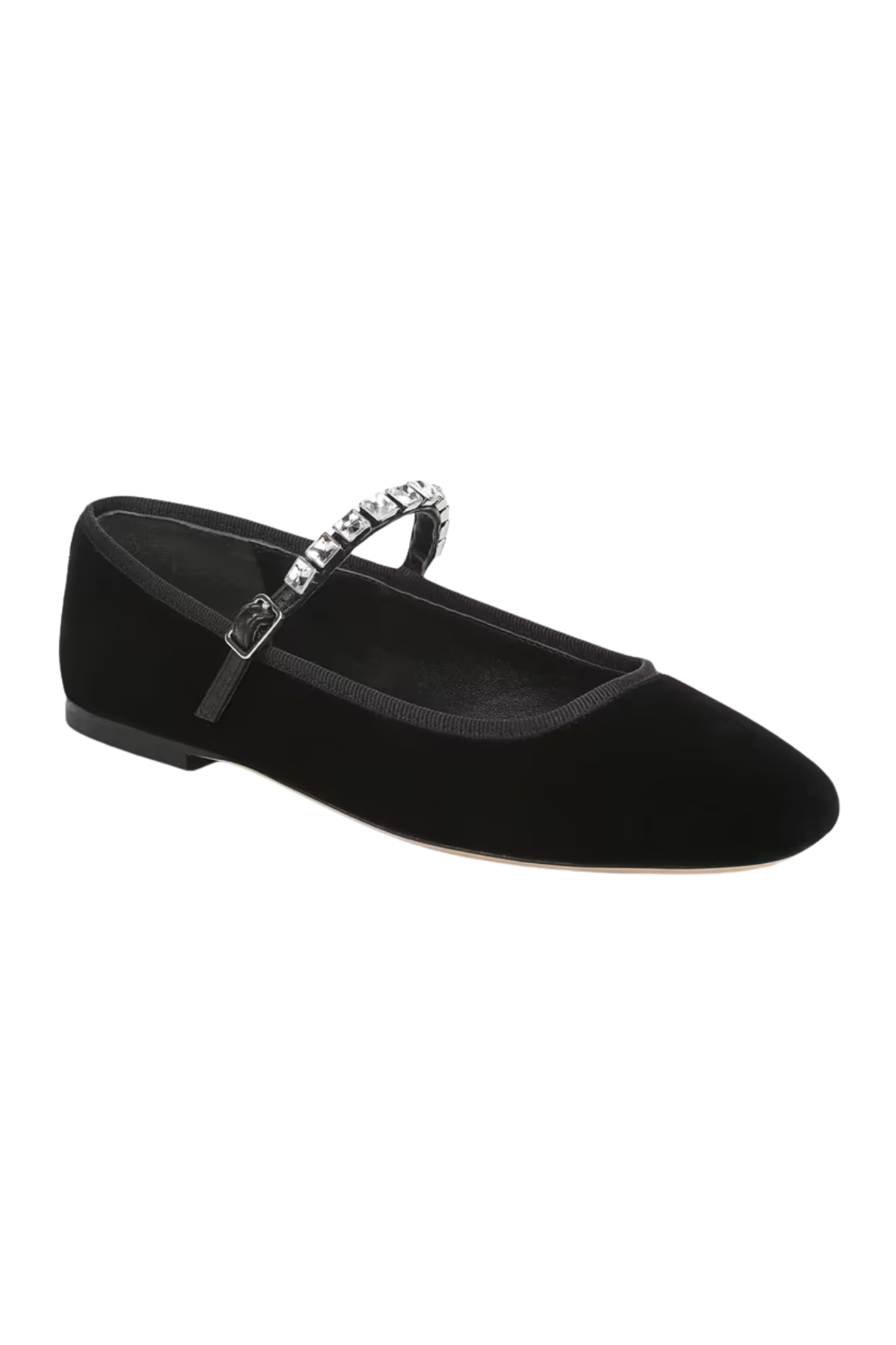 Veronica Beard Ellie Velvet Crystal Strap Flat - Black