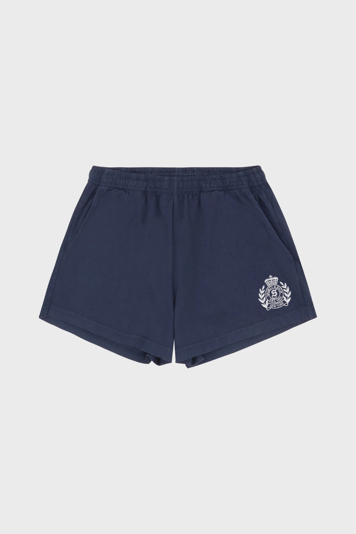 Sporty & Rich NY Crest Embroidered Disco Short - Light Navy