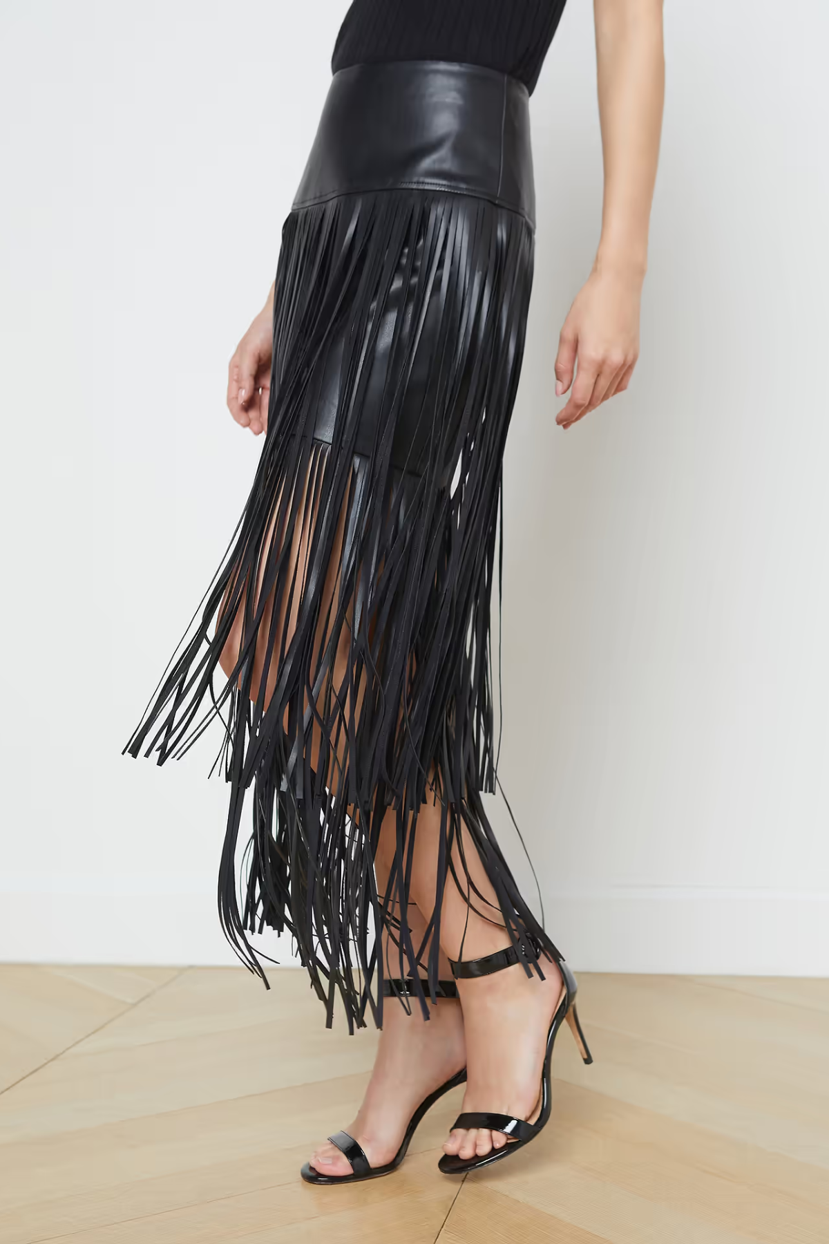 L’AGENCE Karoline Maxi Fringe Skirt - Black