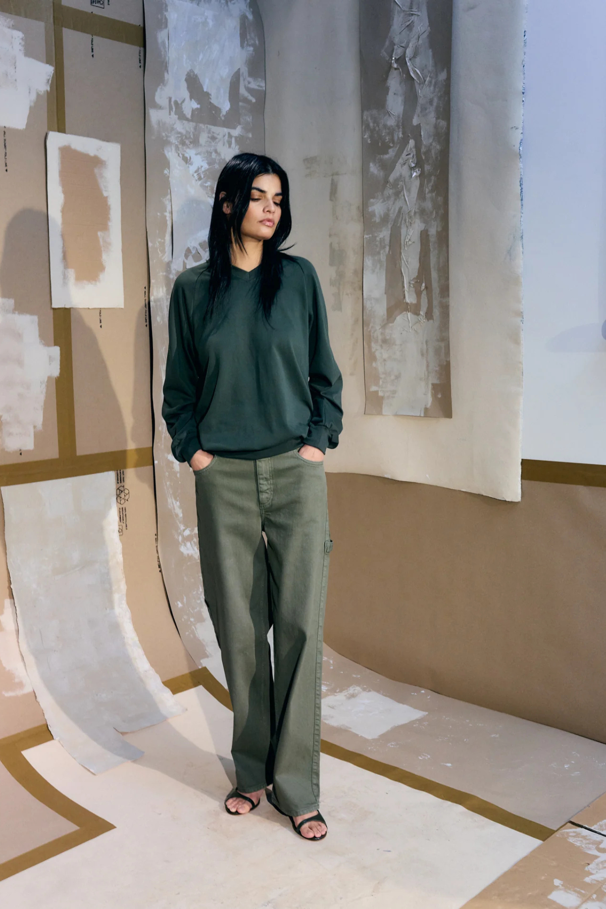 Tibi Perfect T Vintage Sweatshirt - Army Green