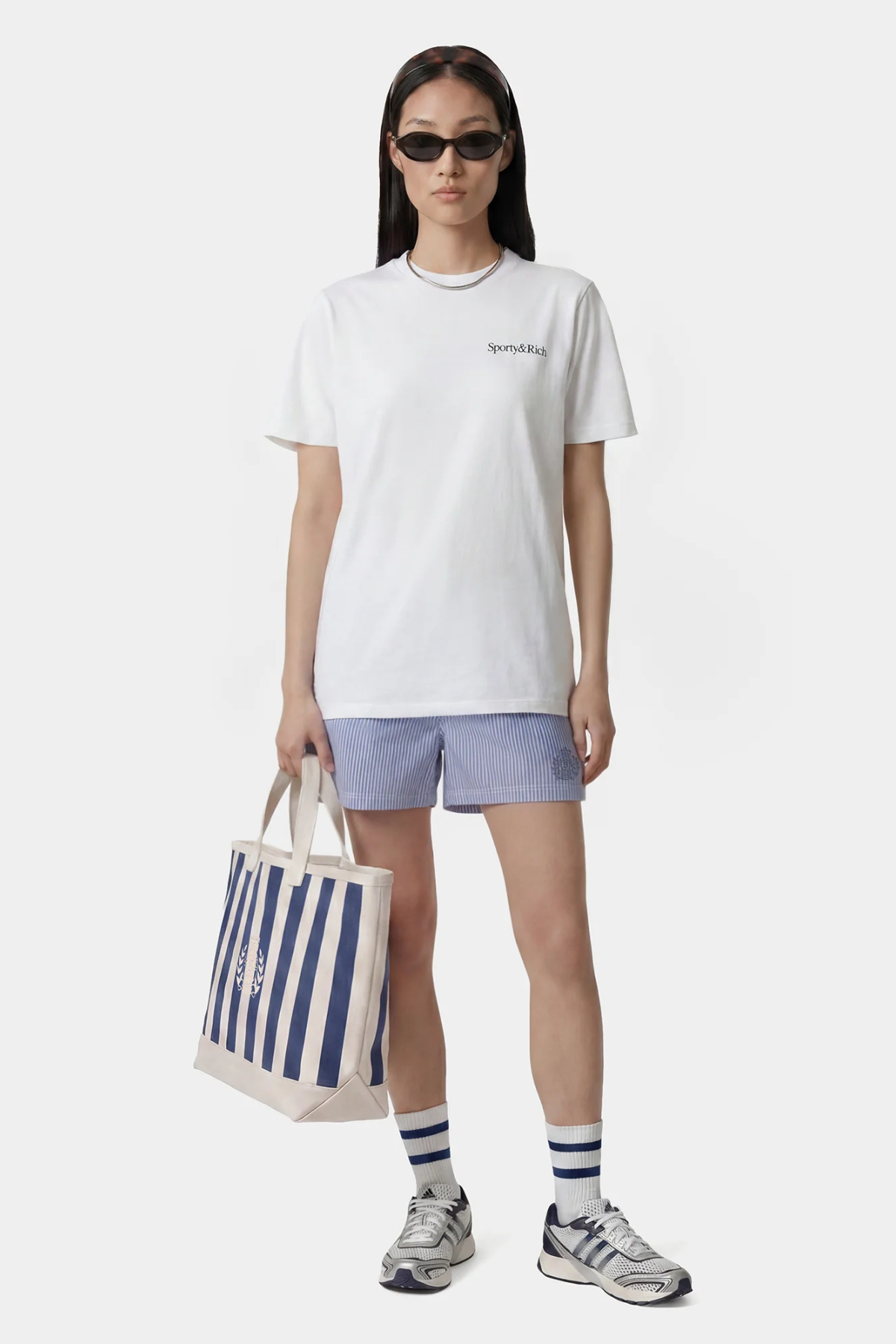 Sporty & Rich Drink More Water T-Shirt - White Light Navy