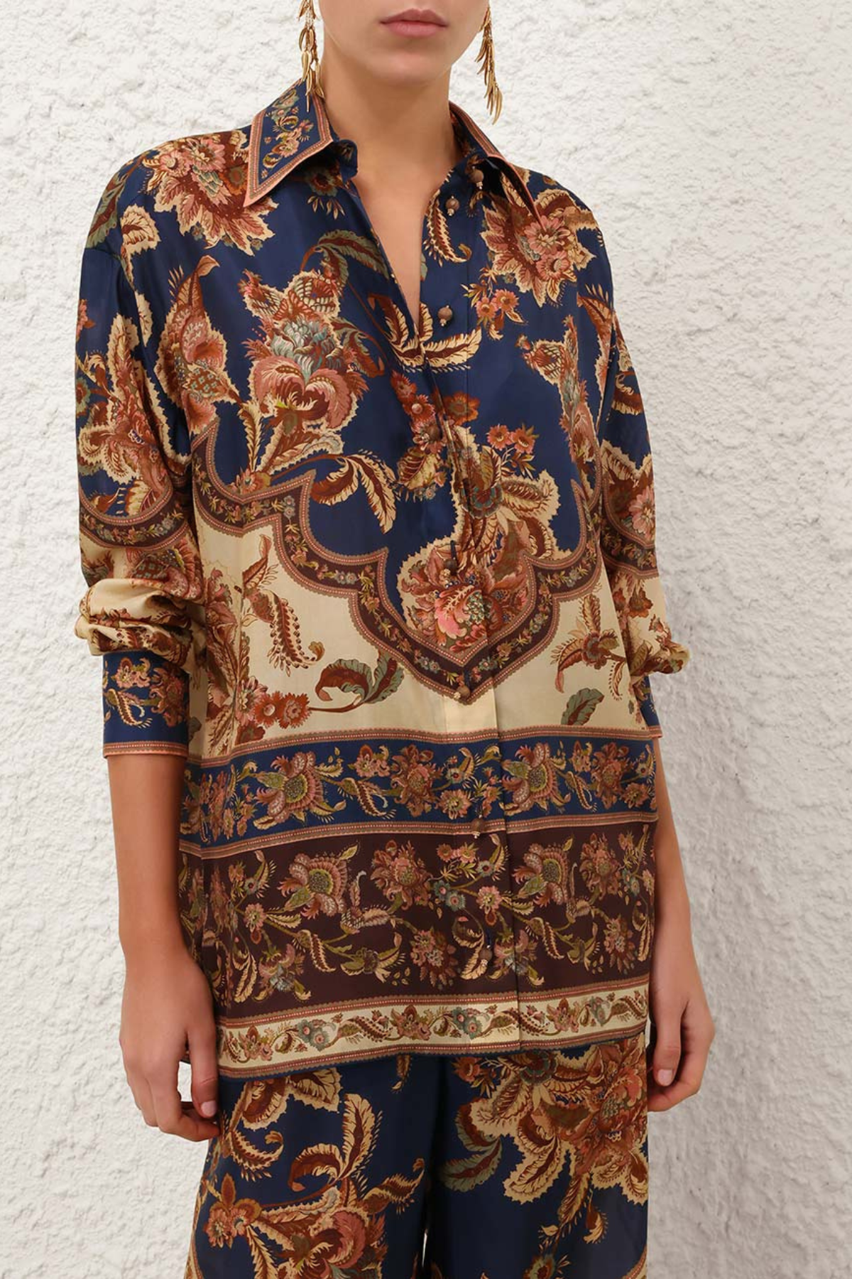 Zimmermann Aster Relaxed Shirt - Navy Jacobean