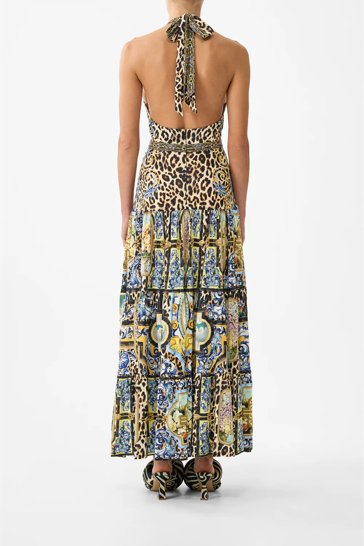 Camilla Halter Jersey Dress With Tiered Skirt - Sevillian Style