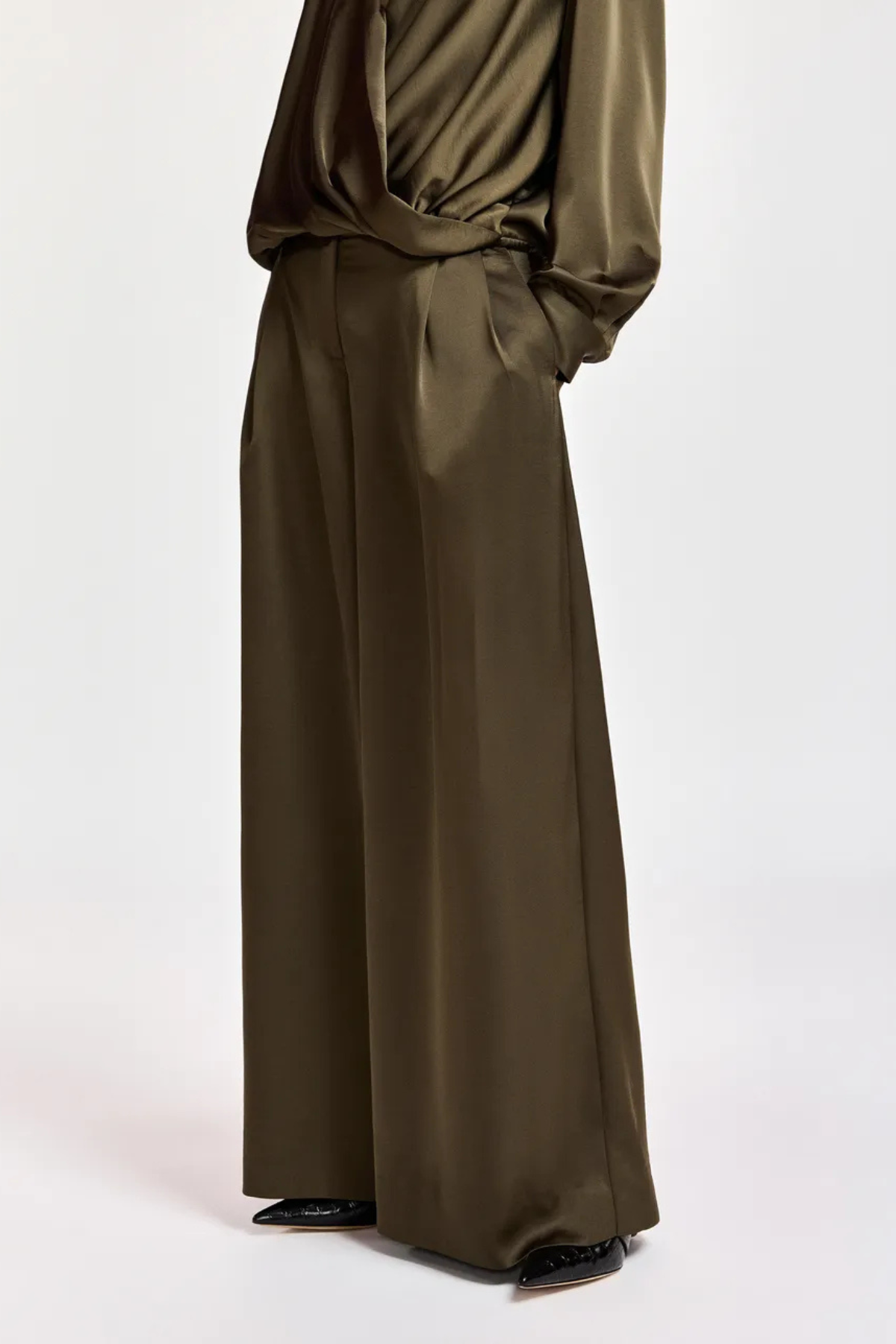 Essentiel Antwerp Katerina Wide Leg Pants - Dusty Green