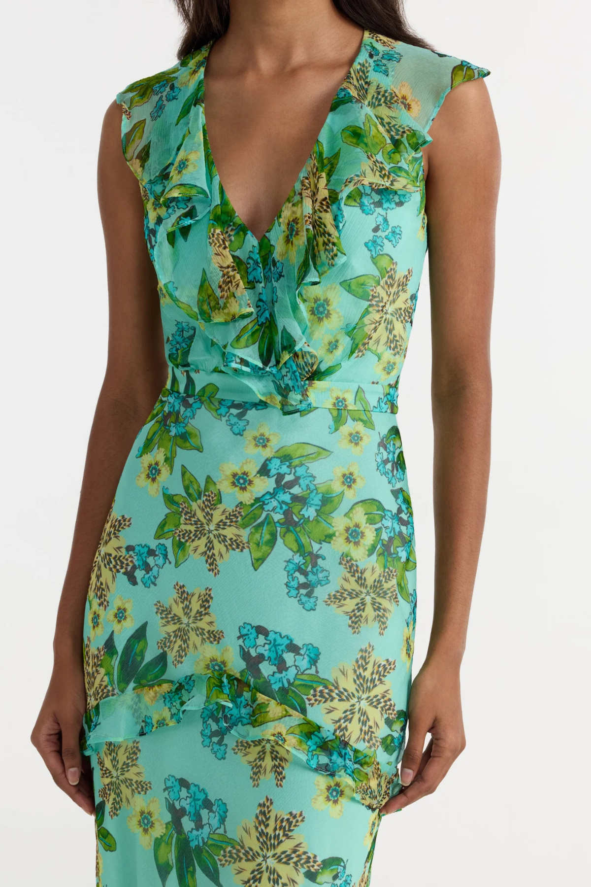 Saloni Rita Dress - Fiori Mint
