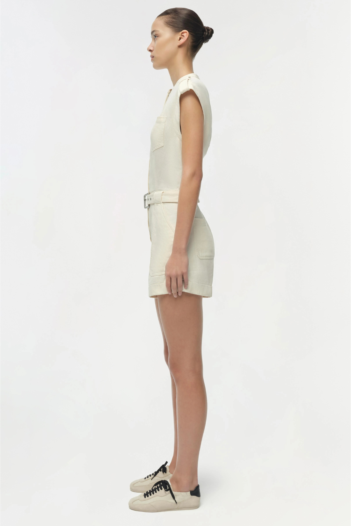 Simkhai Tinka Belted Linen Romper - Ecru