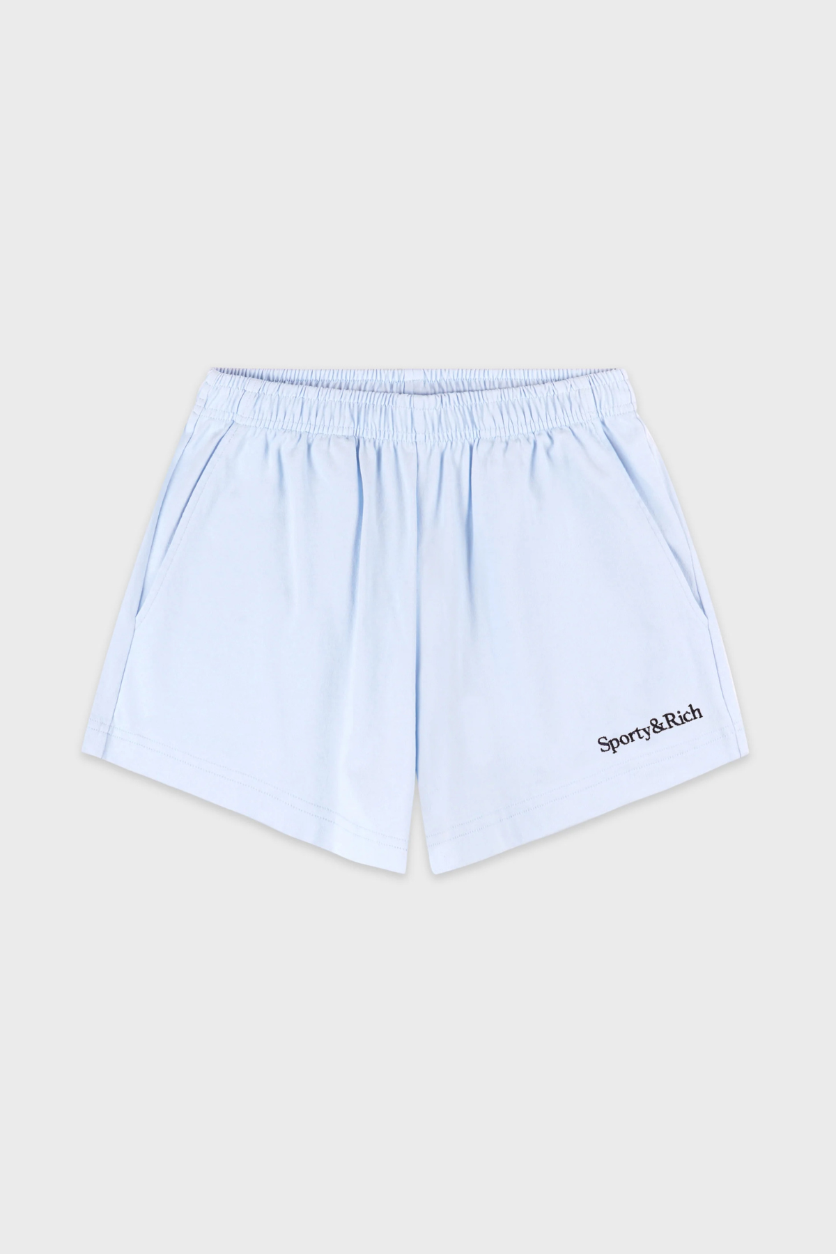 Sporty & Rich Serif Logo Embroidered Disco Short - Ciel
