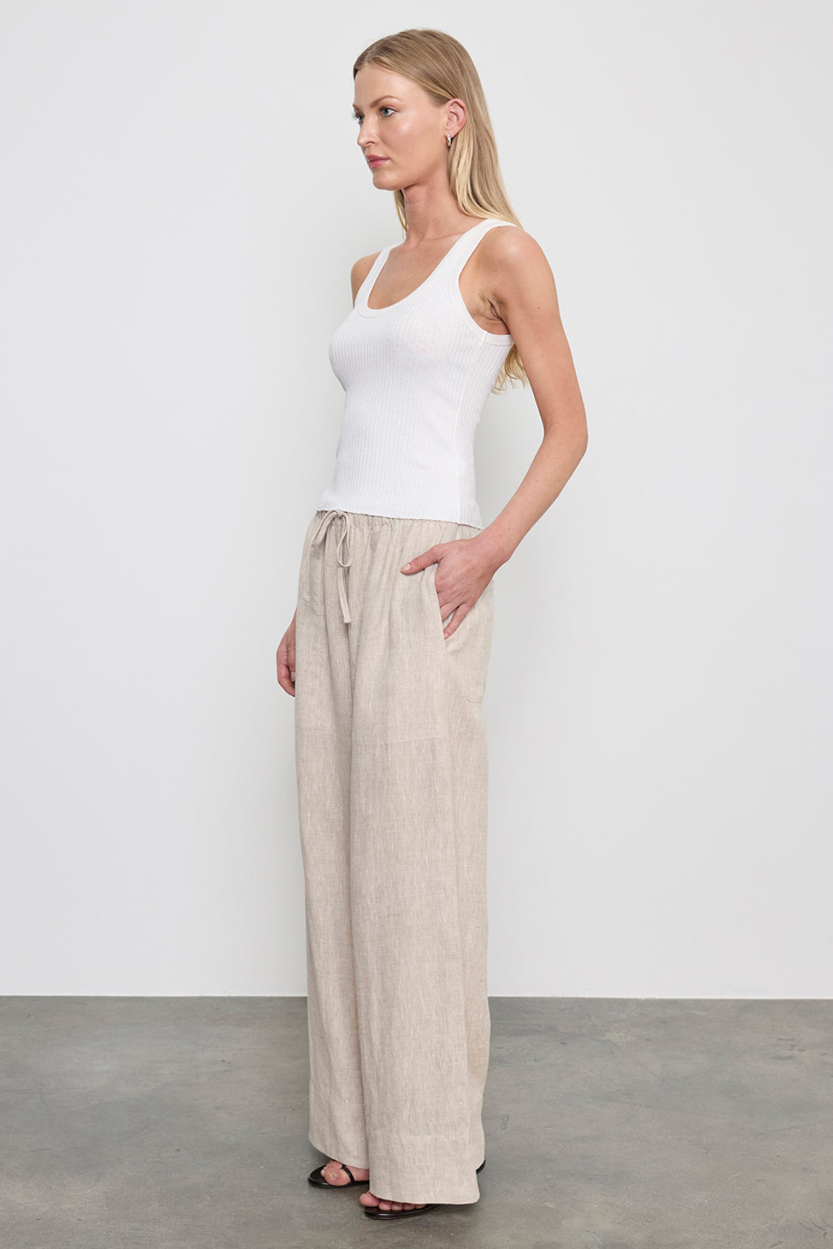 Enza Costa Linen Cropped Summer Pant - Jute Heather