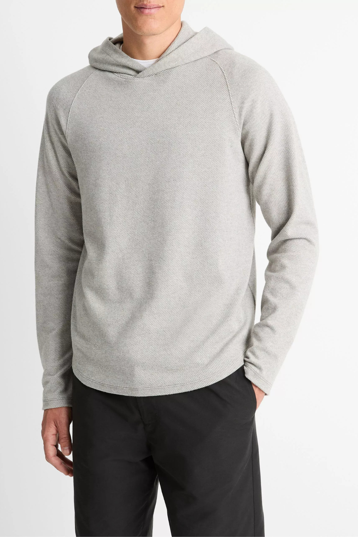 Vince Men's Broken Twill Pullover Hoodie - Grey/ Off White