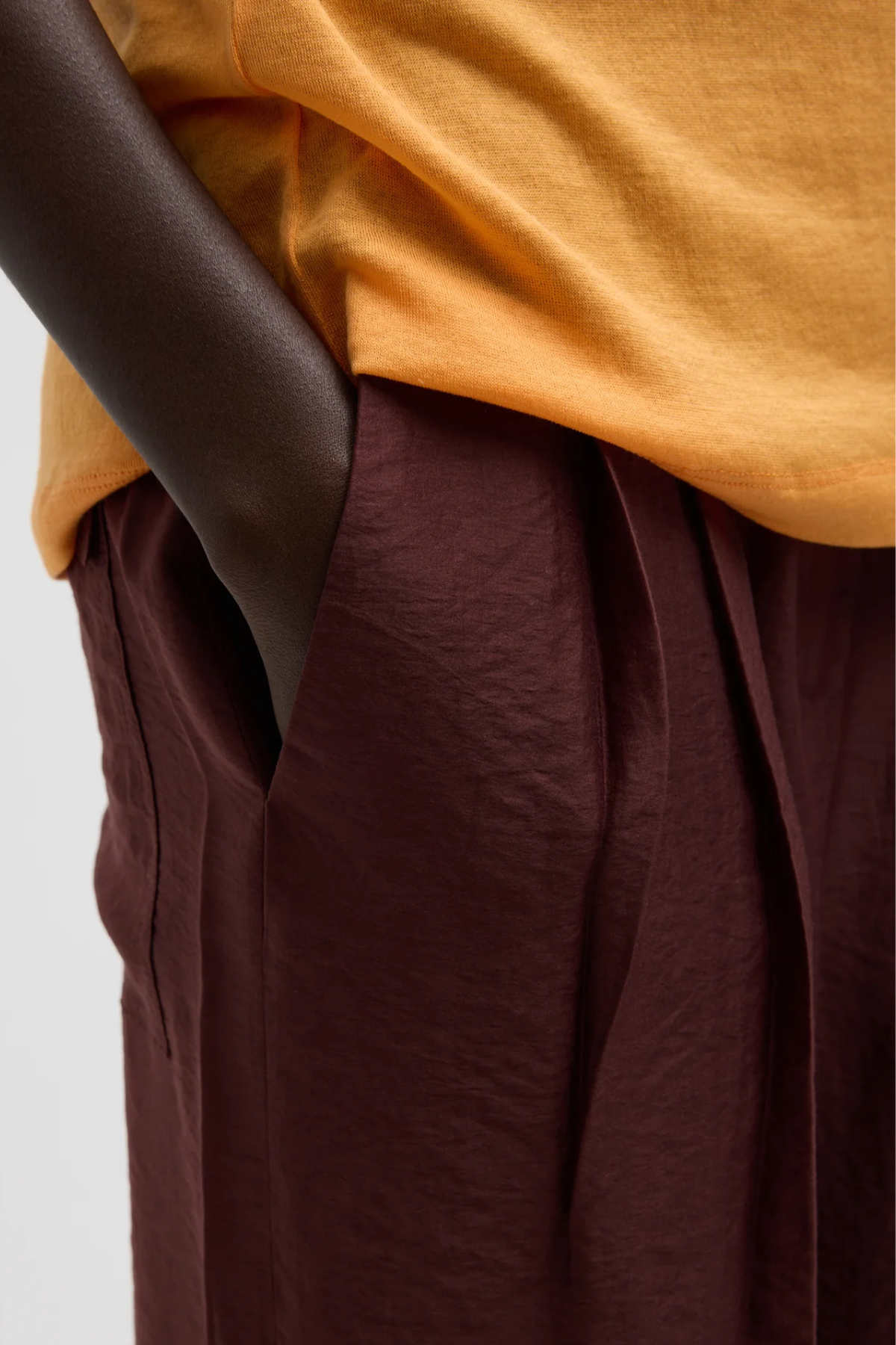 Tibi Summer Voile Stella Pant W/ Slit Detail - Russet Brown
