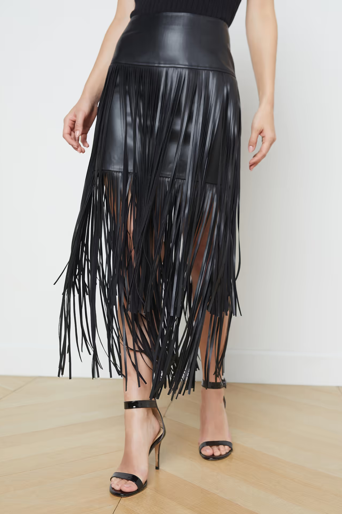 L’AGENCE Karoline Maxi Fringe Skirt - Black