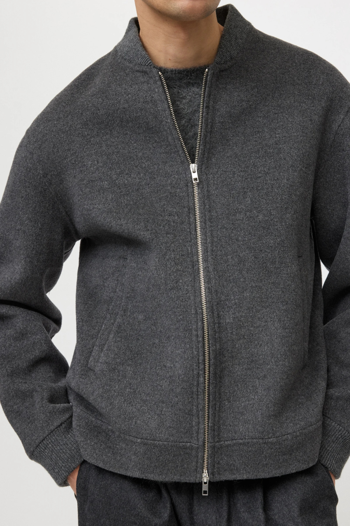 Soft Goat Men's Bomber Jacket - Dark Grey