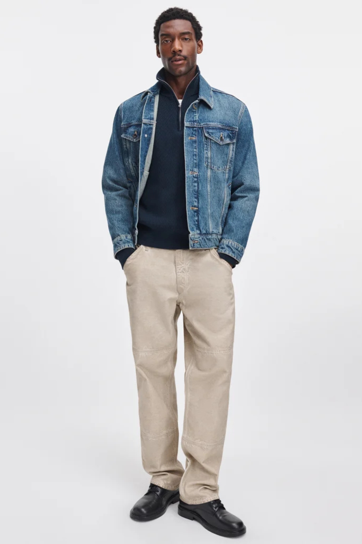 Rag & Bone Men's Danton Cotton Quarter Zip Sweater - Navy