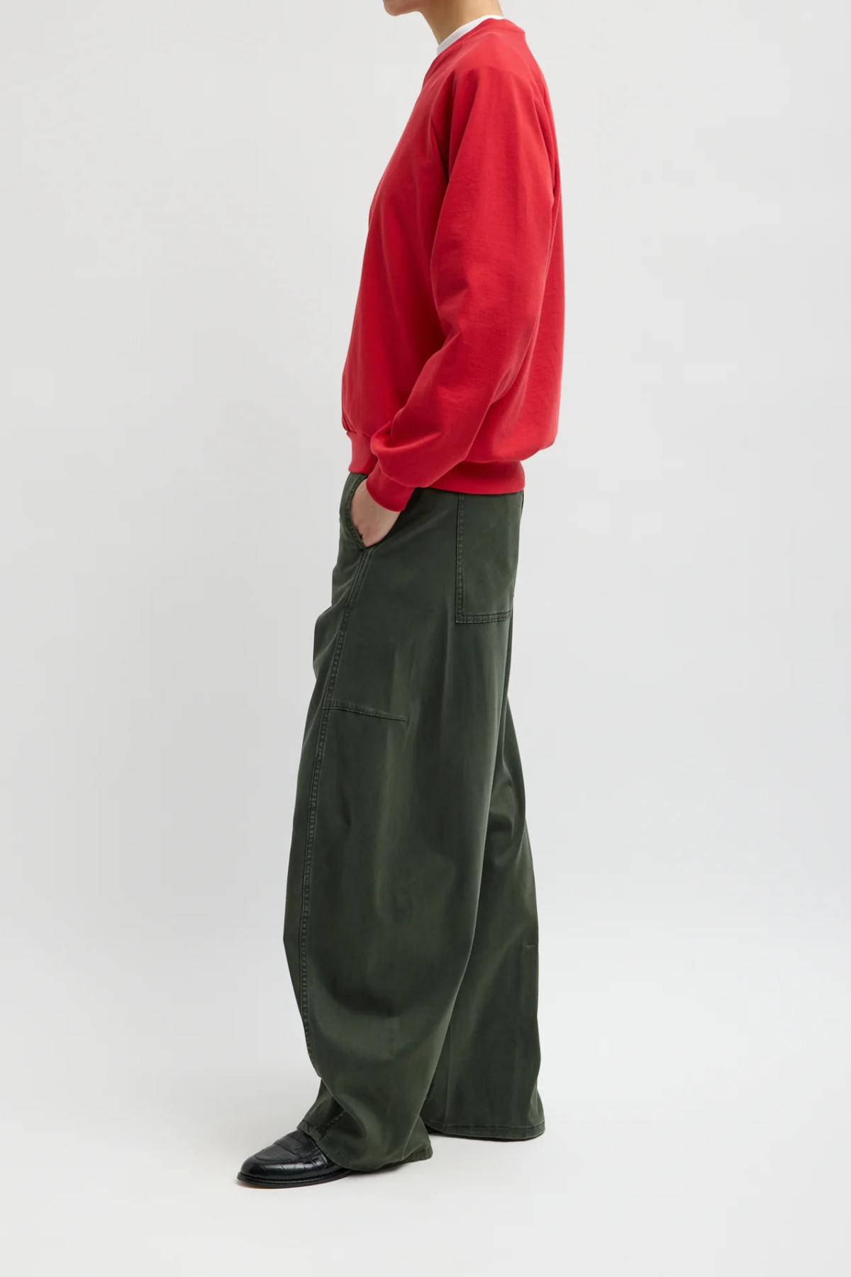 Tibi Reactive Garment Dyed Stretch Twill Sid Pant - Army Green