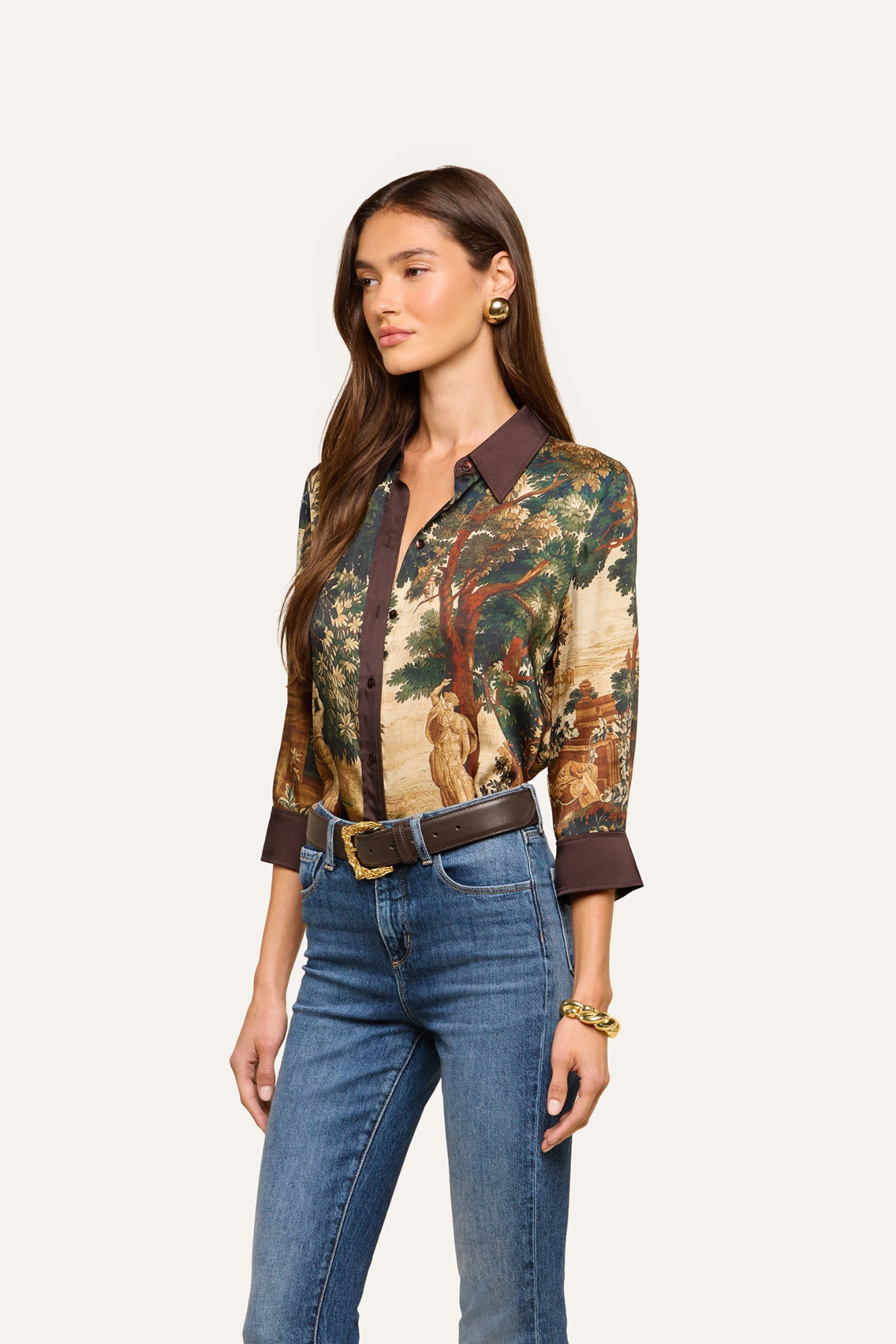 L'AGENCE Eulalie Print Placement Blouse - Multi Scenic Tapestry