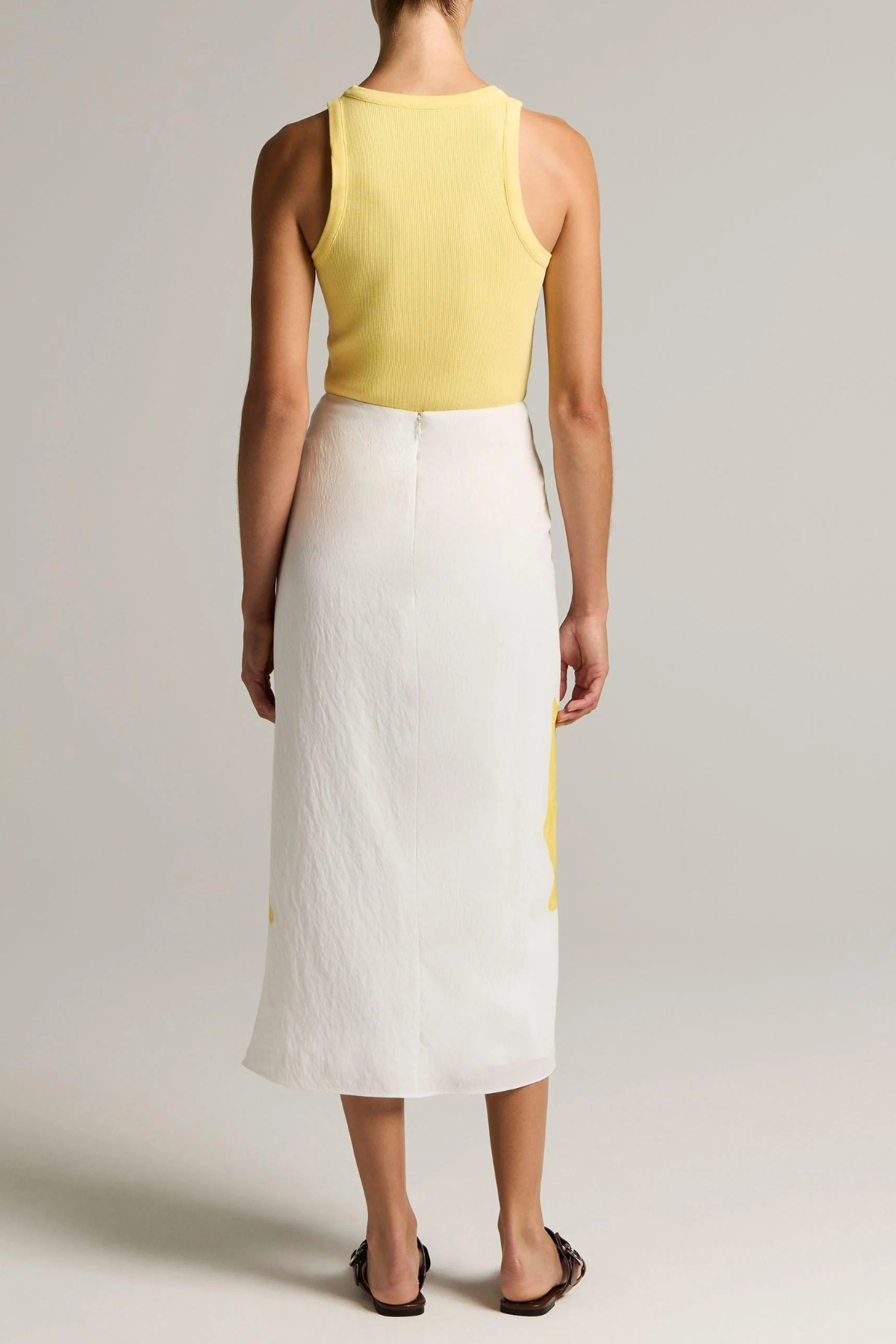 Vince Painted Abstract Draped Skirt - Off White/ Sun