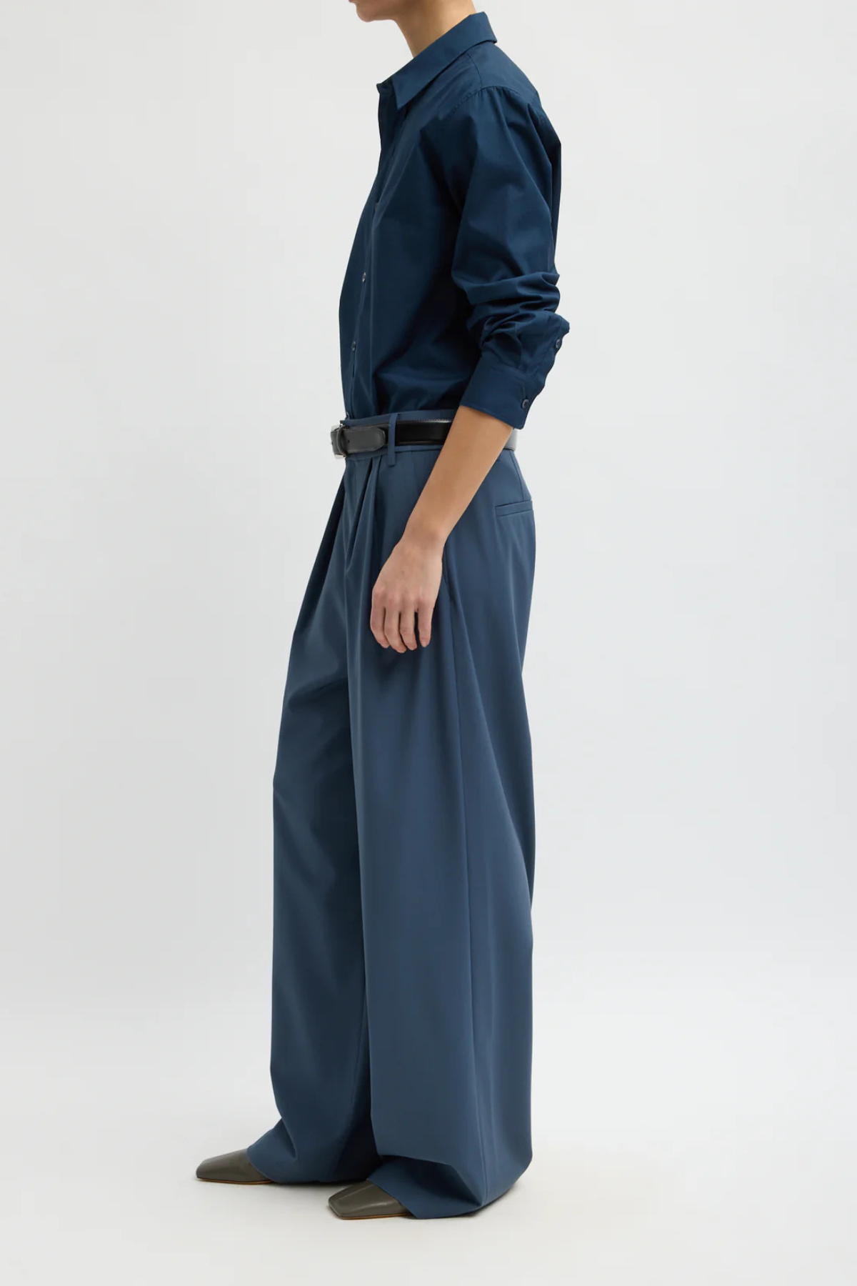Tibi Tropical Wool Stella Pant - Blue Fog