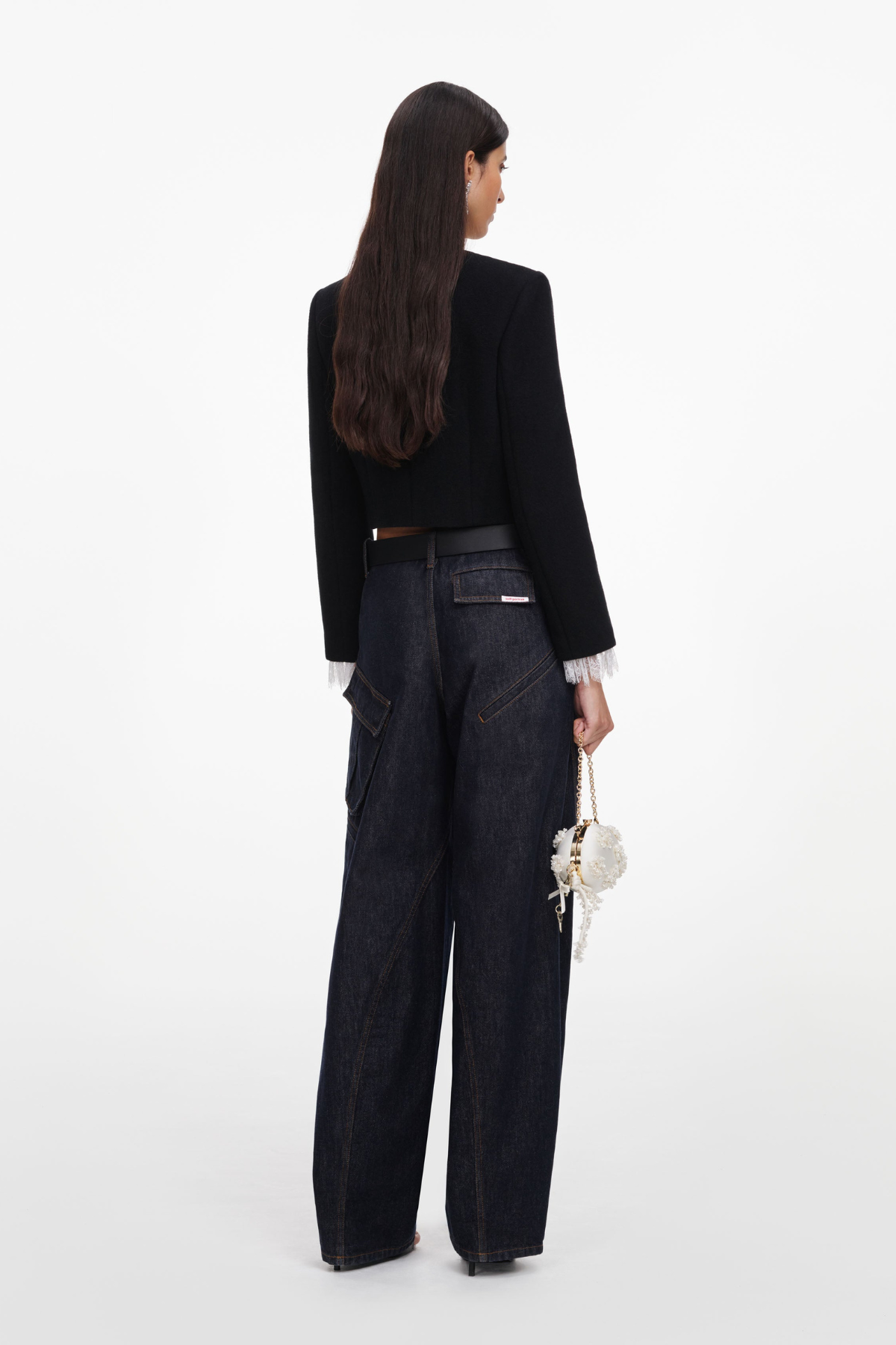 Self-Portrait Black Button Down Jacket - Black