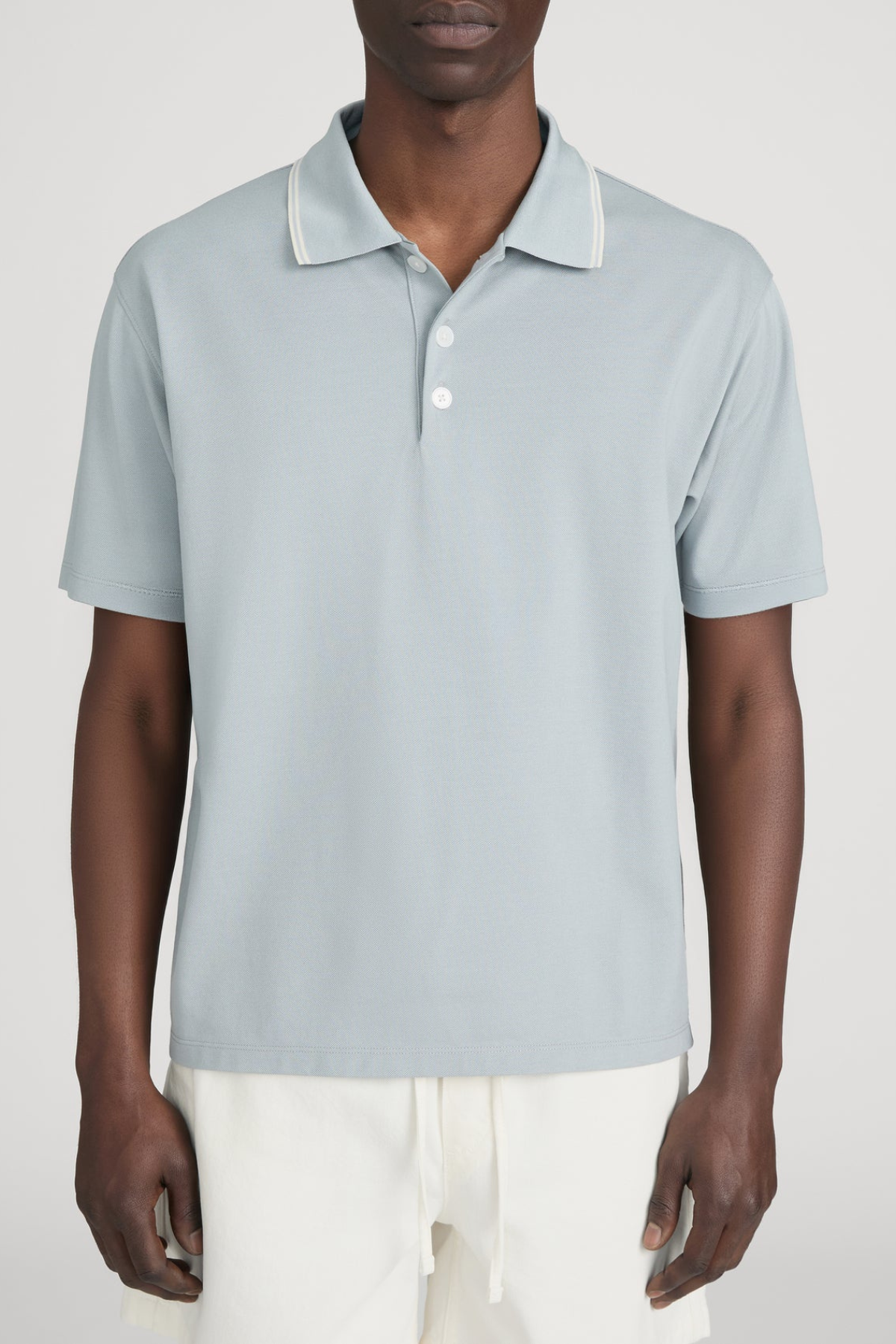 Frame Men's Light Pique Polo - Blue Grey