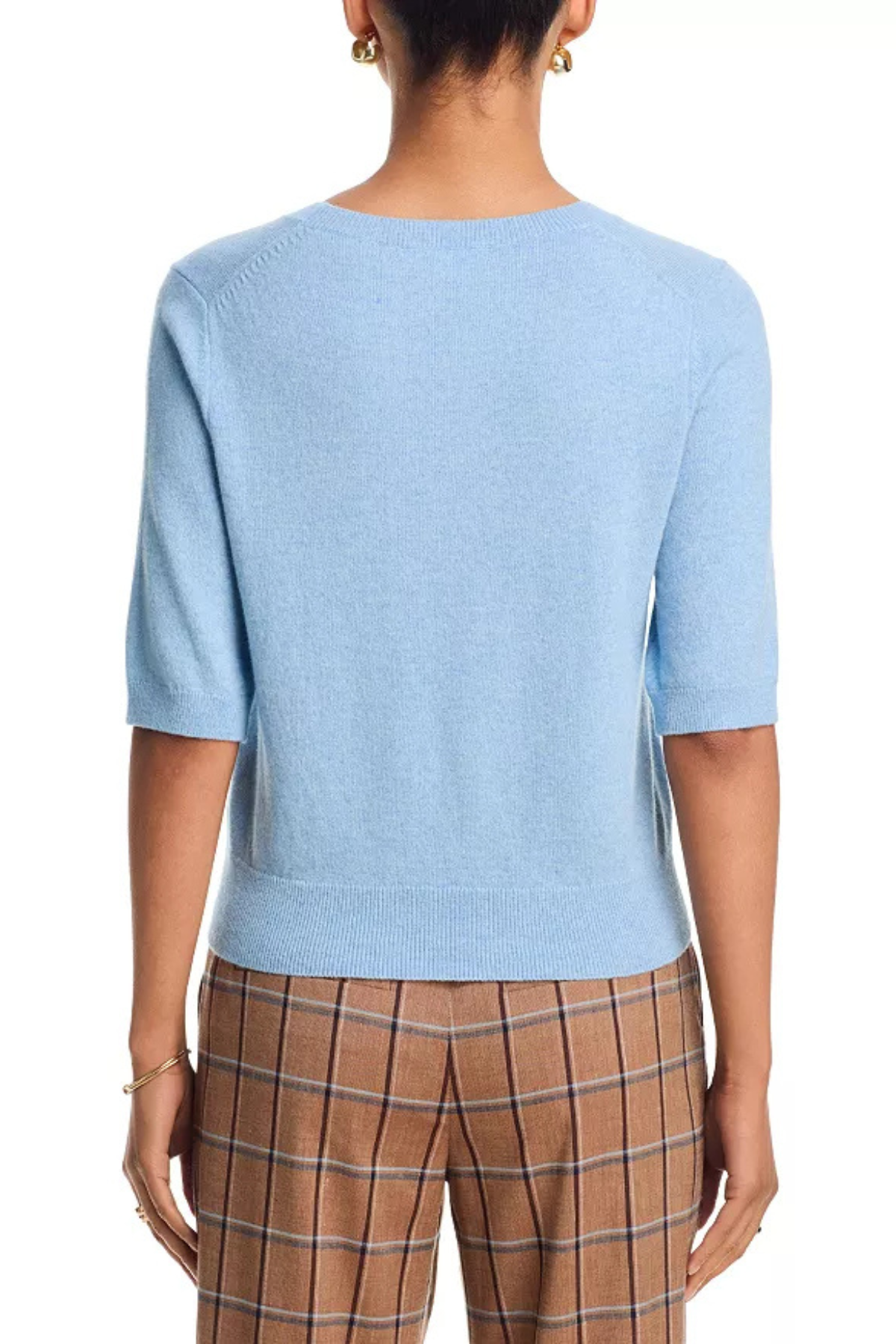 Veronica Beard Shana Cashmere Sweater - Pale Blue River Melange