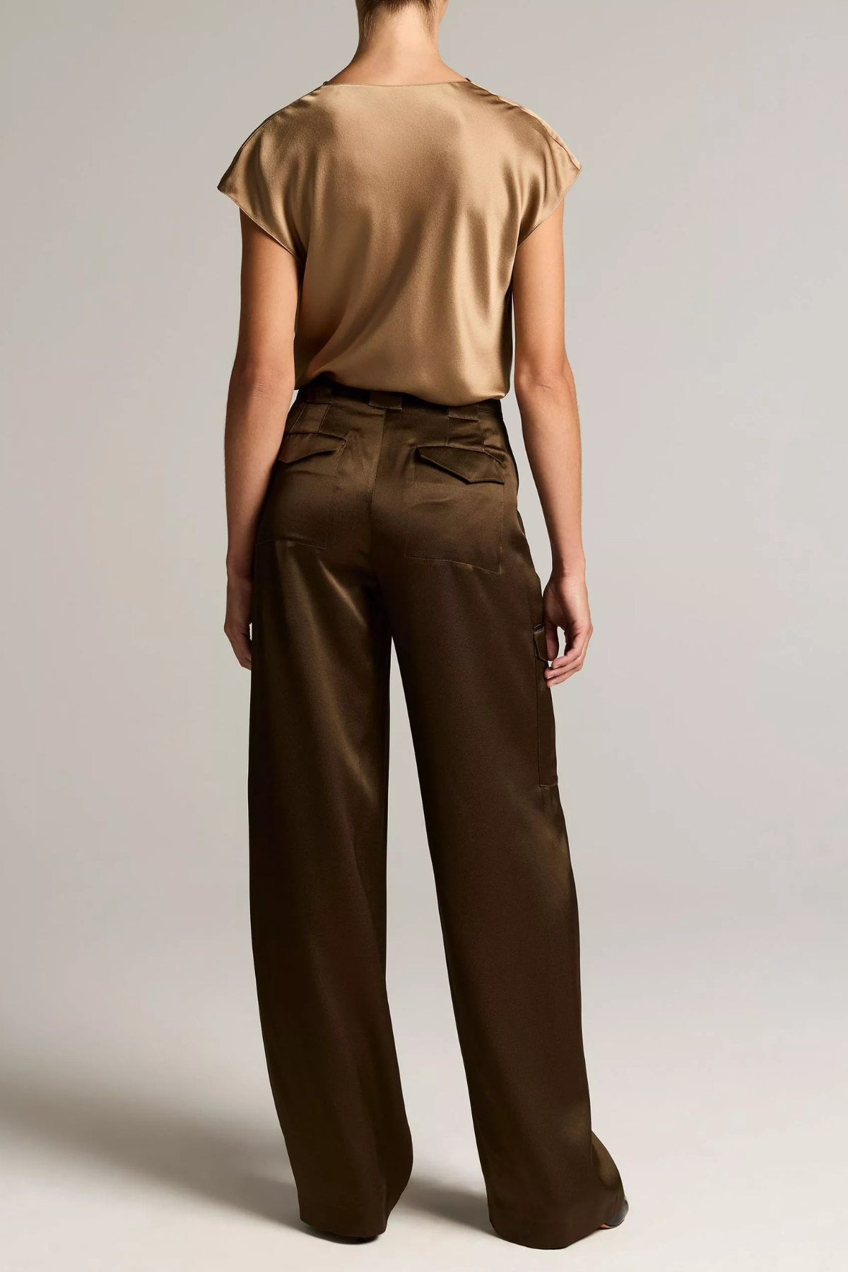 Vince High Waisted Satin Utility Trouser - Cypress
